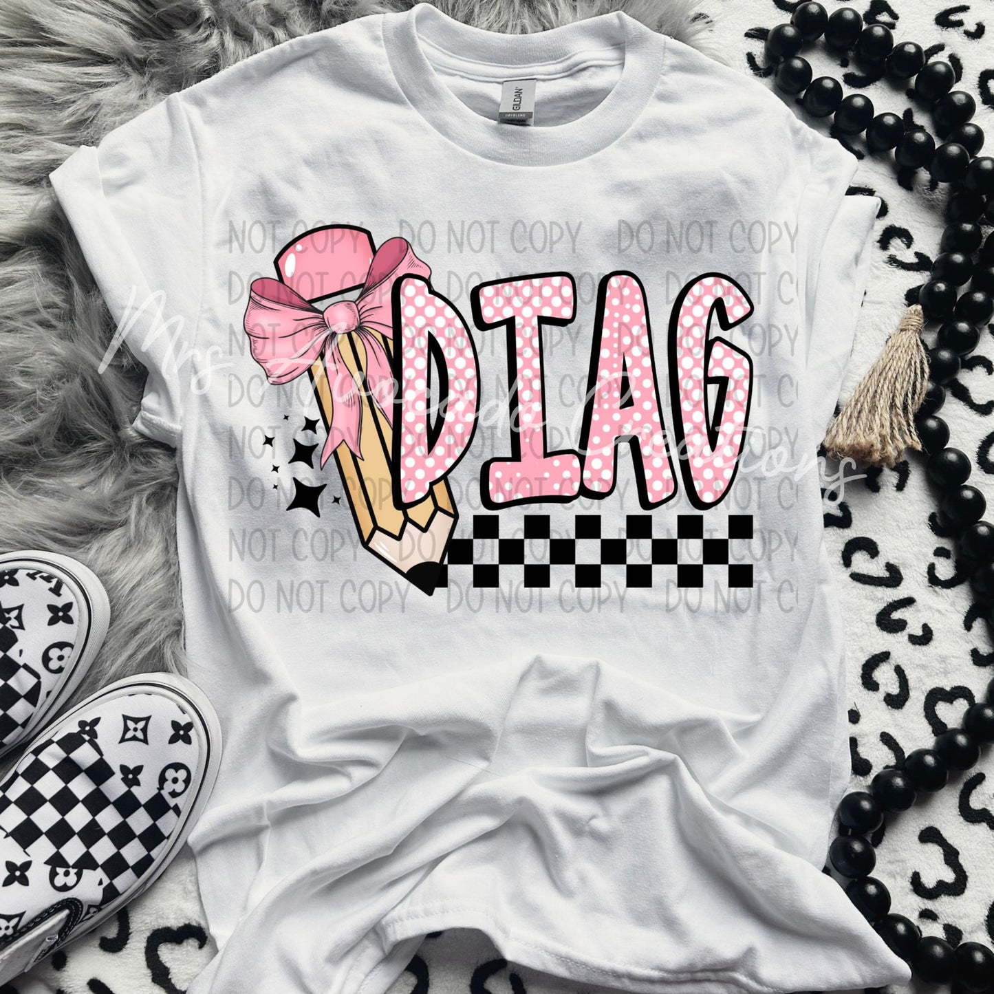 Pink bow pencil Diag