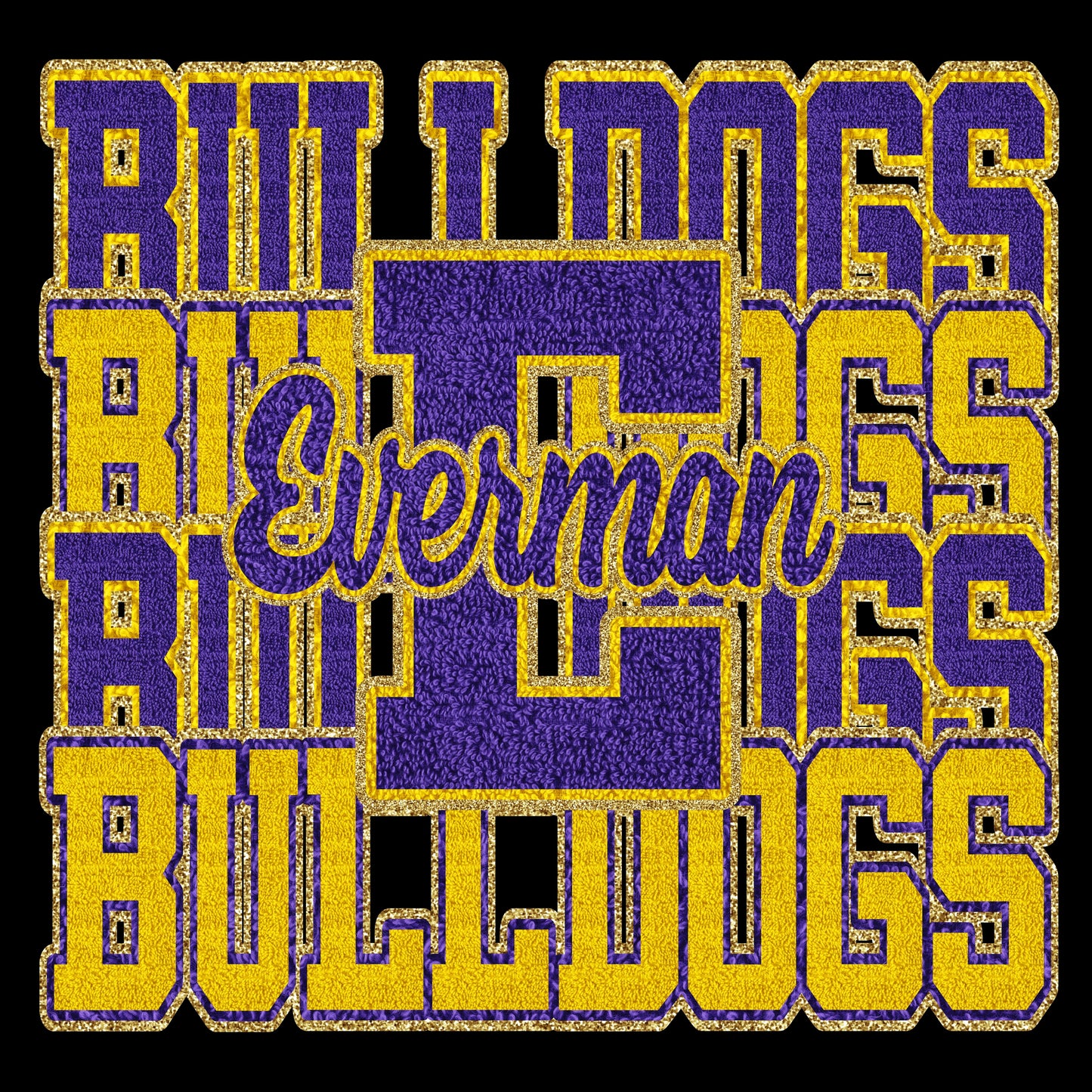 E Bulldogs faux chenille
