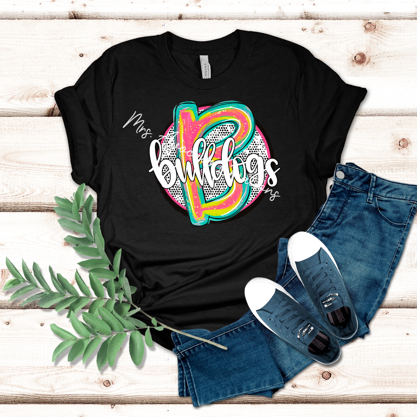 Bulldog colorful smear mascot