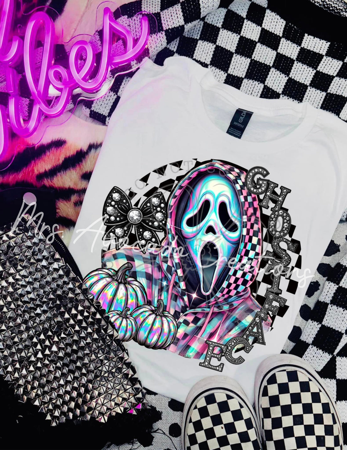 Faux rhinestone holo Ghost face