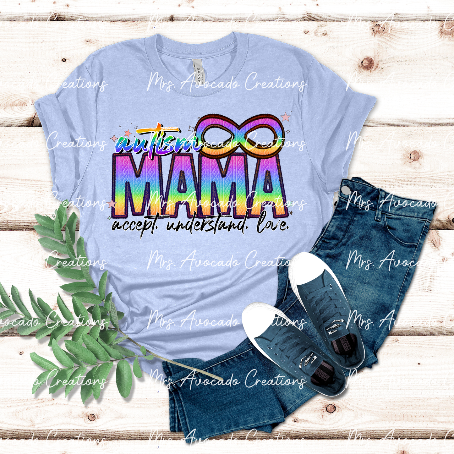Autism mama faux embroidery