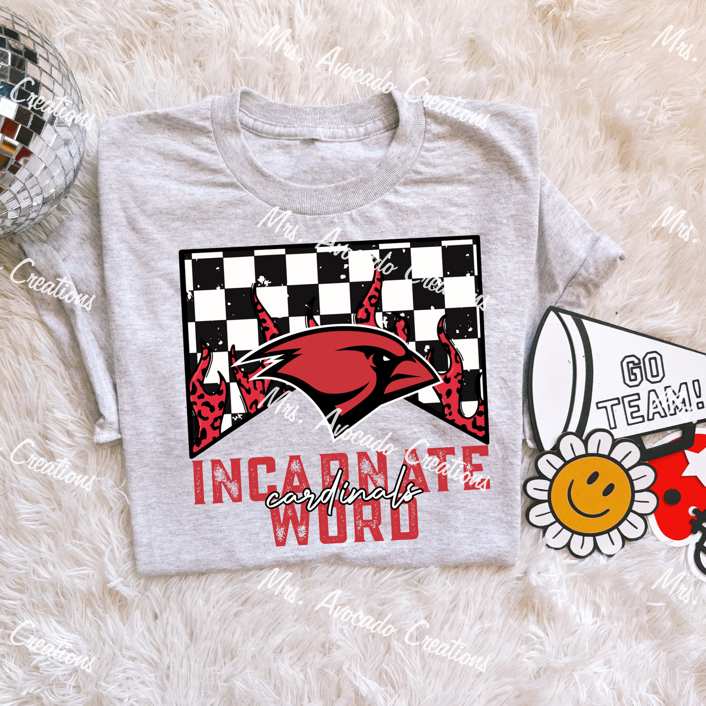 Checkered Flame Incarnate Word Cardinals