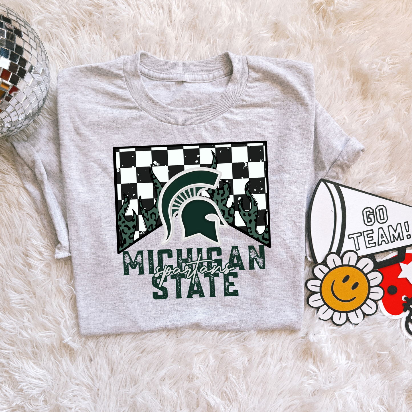 Checkered flame Michigan State Spartans