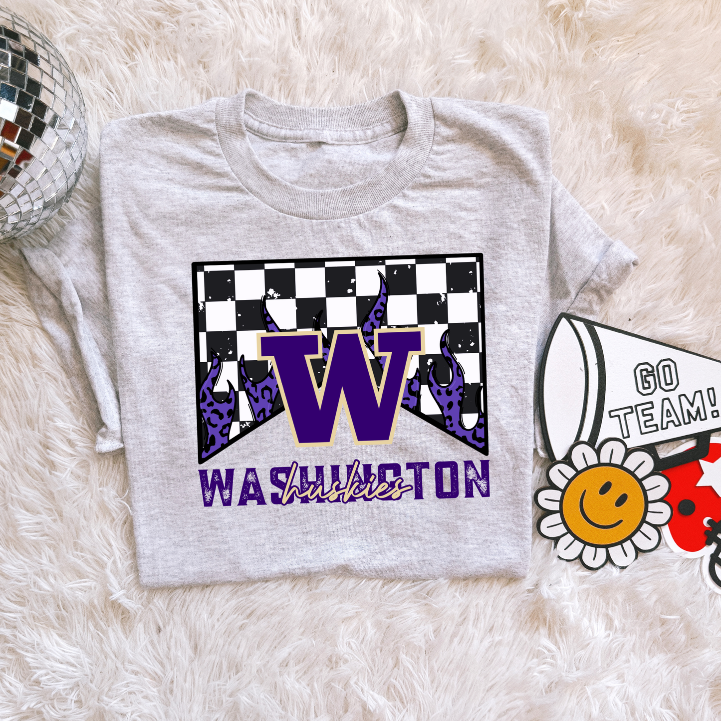Checkered flame Washington Huskies