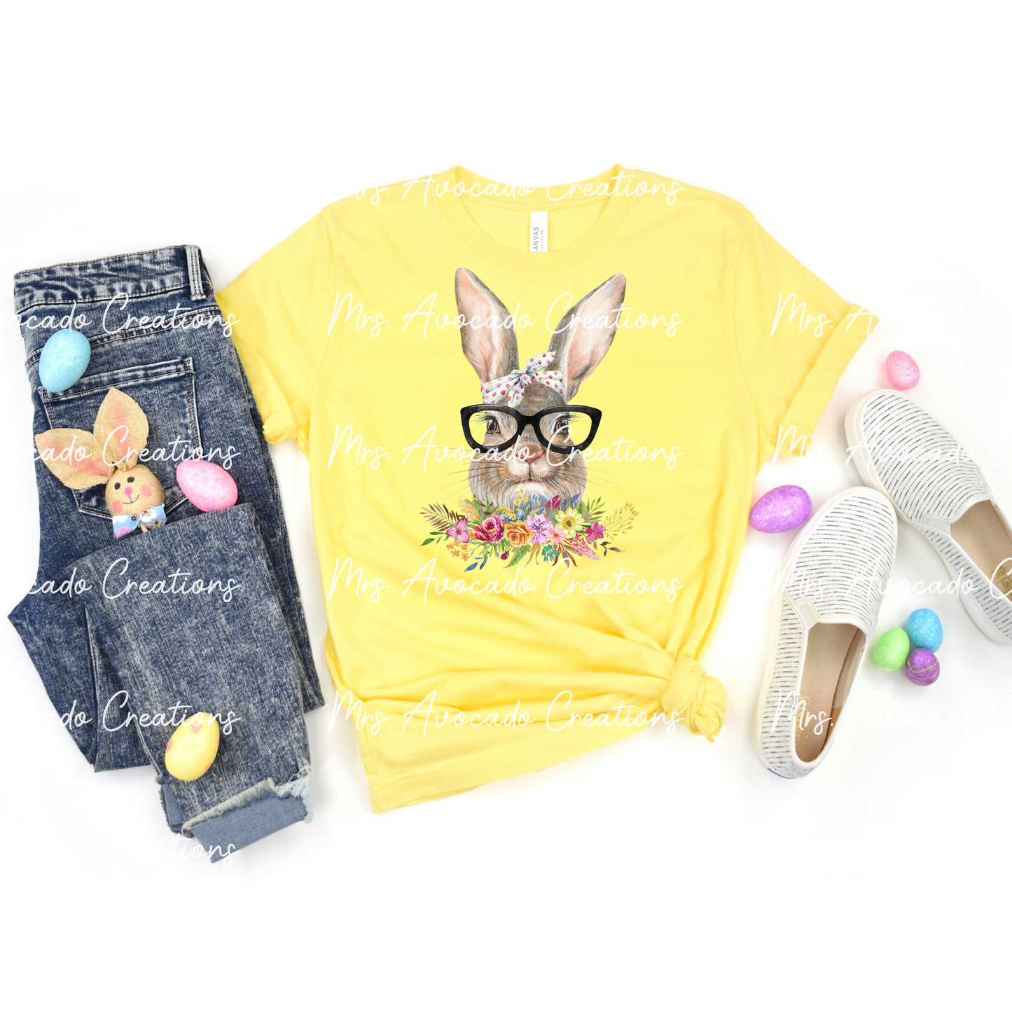 Bunny with Glasses in Flowers