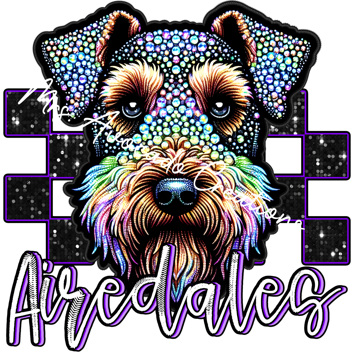 Faux rhinestone Airedales