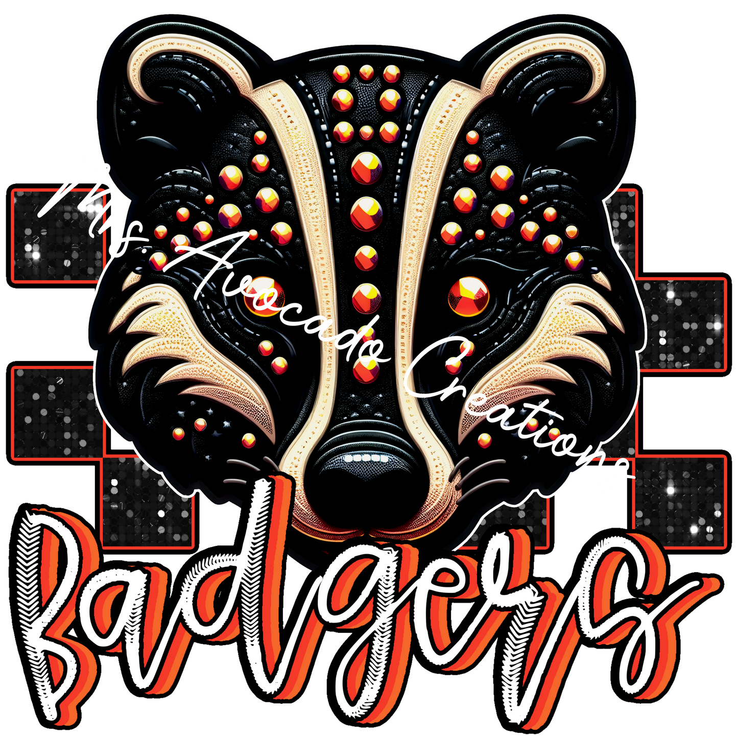 Faux rhinestone Badgers orange