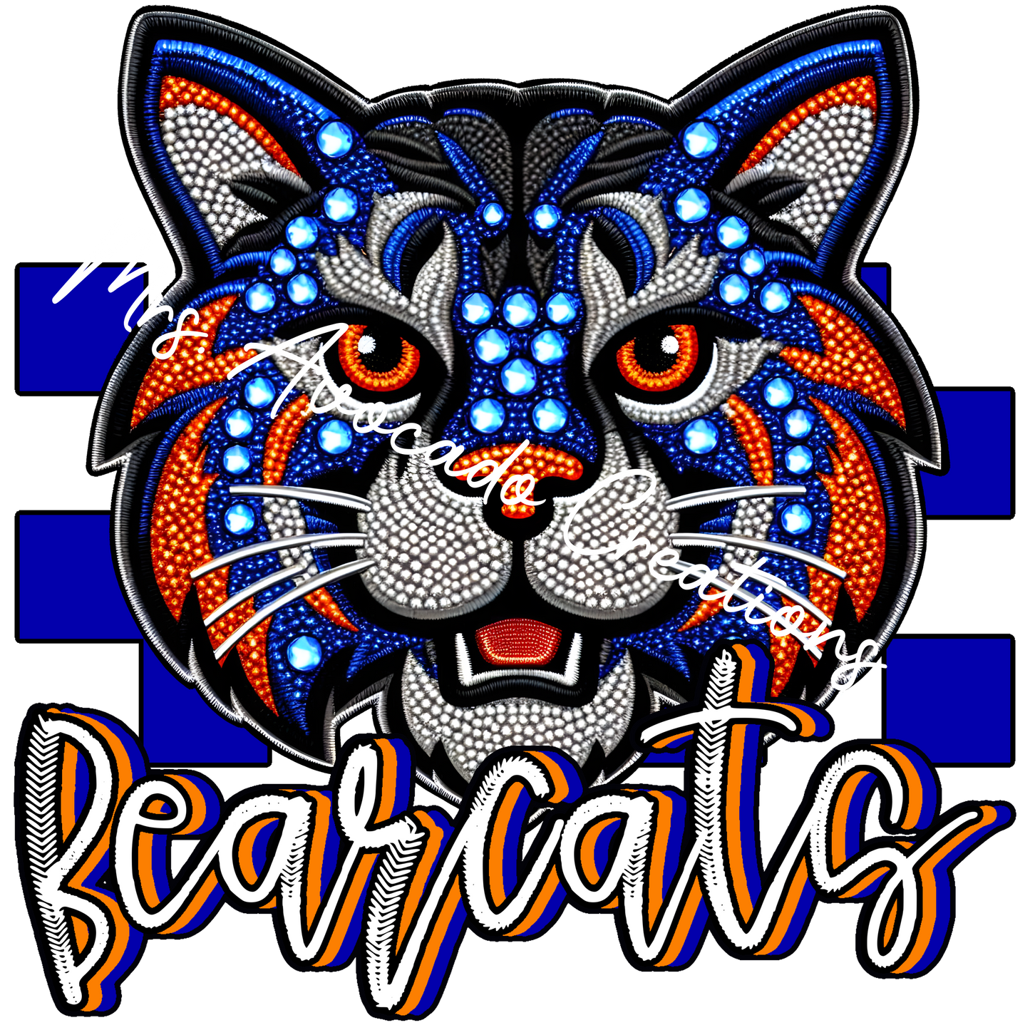 Faux rhinestone Bearcats blue orange