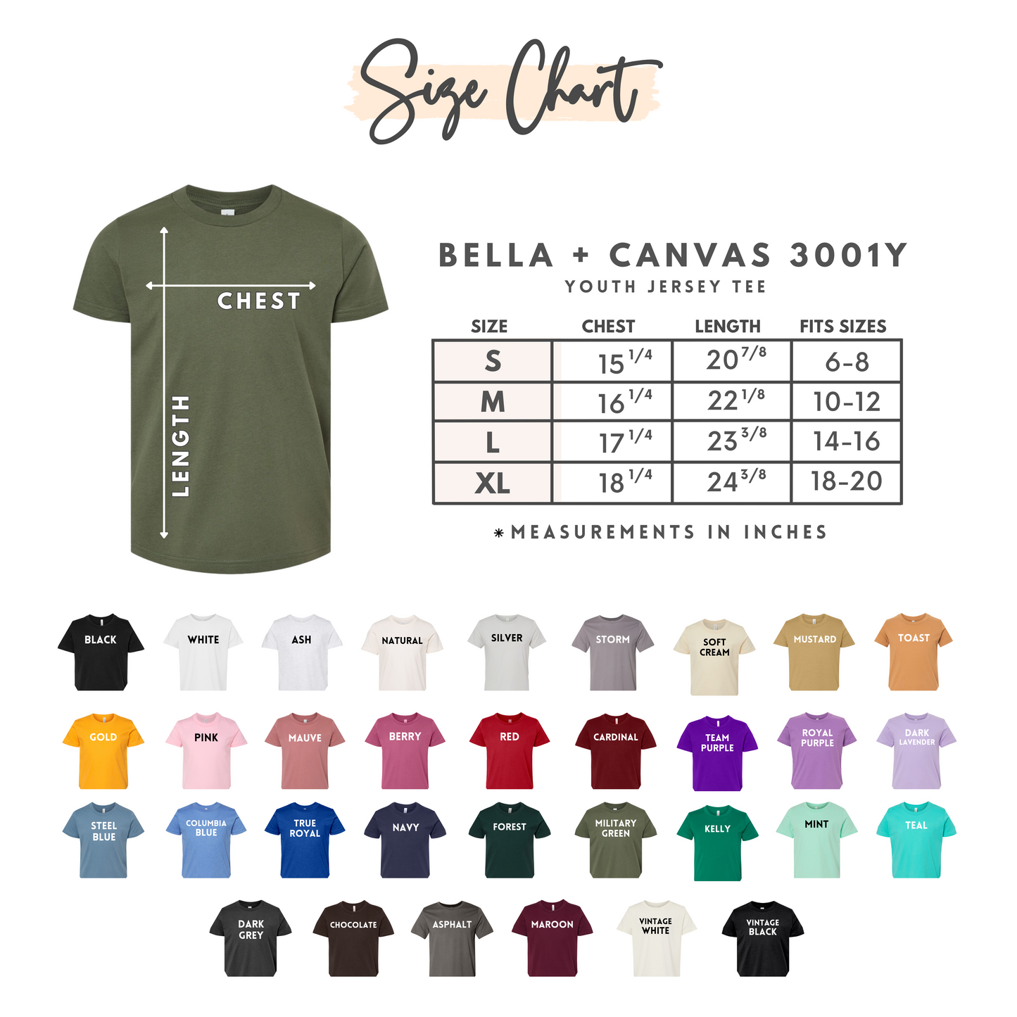 Kids Shirt Color Options