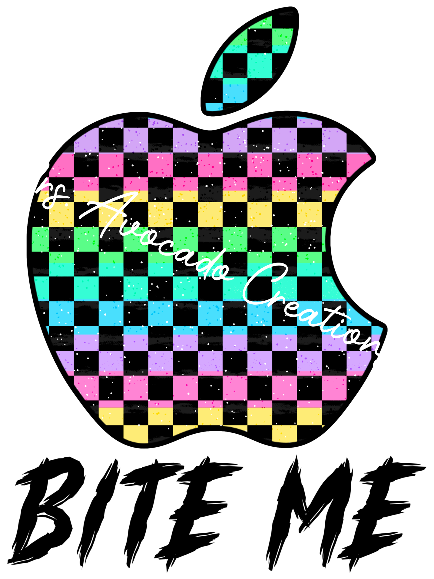 Bite me checkered apple
