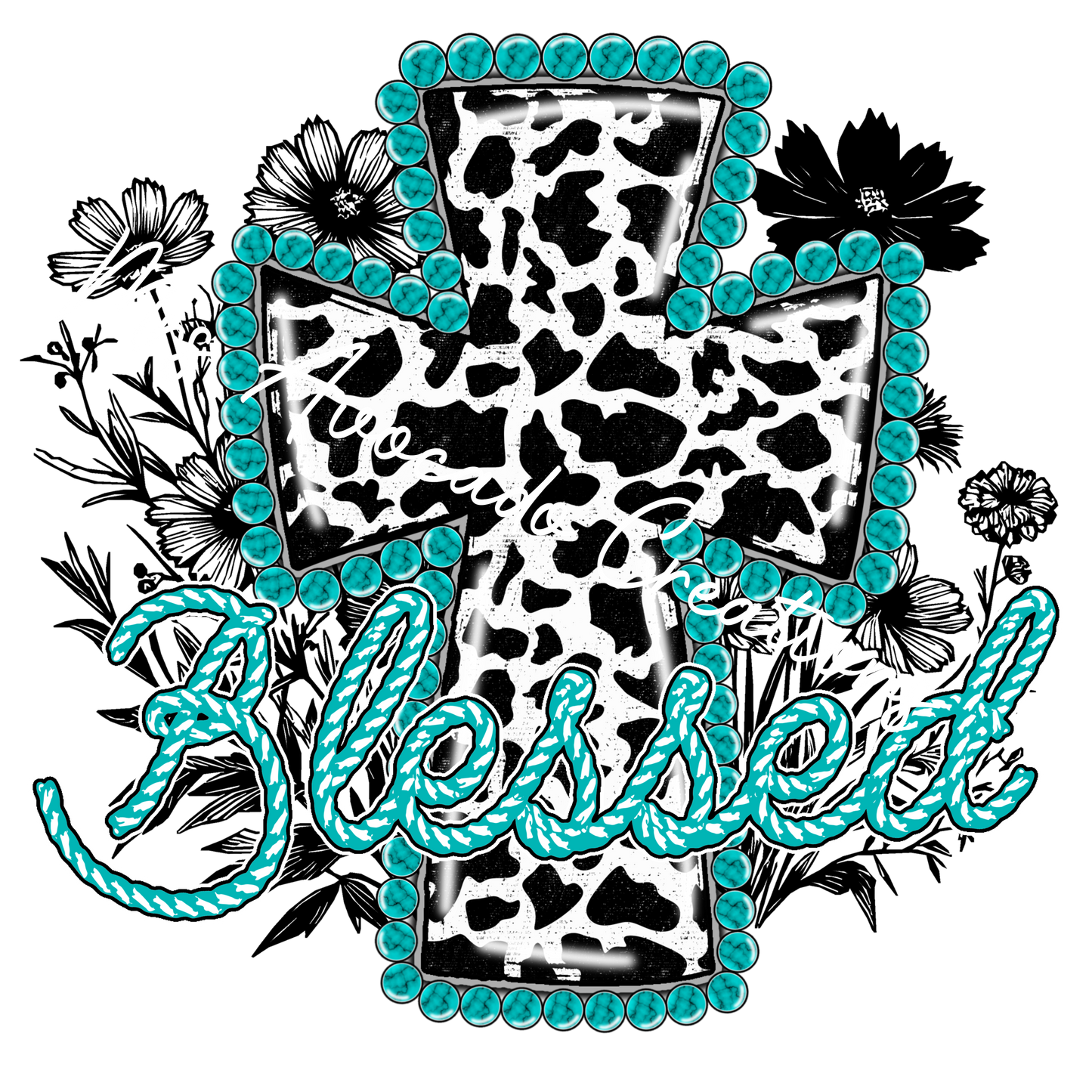 Cowprint cross Blessed