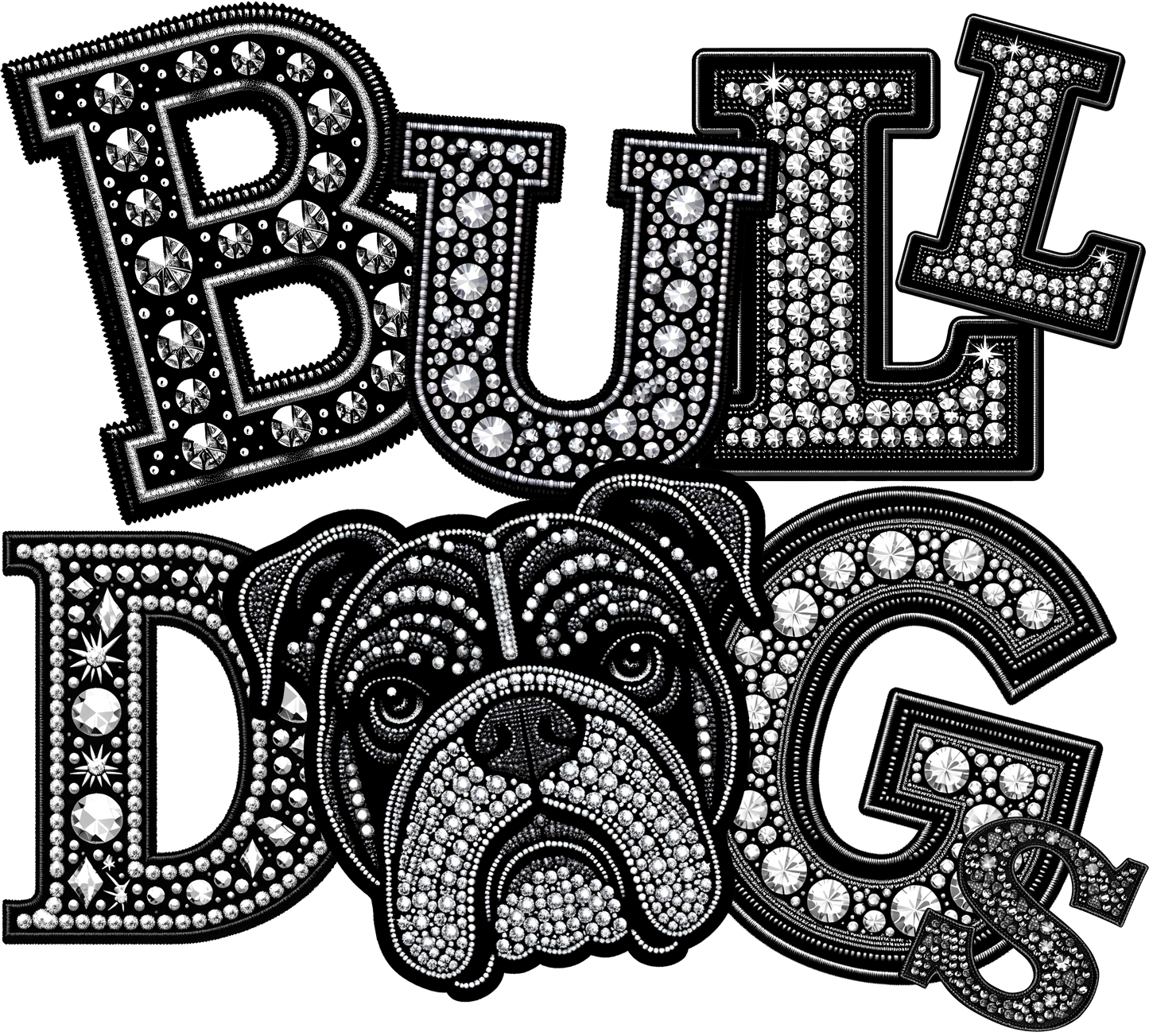 Faux Rhinestone Bulldog