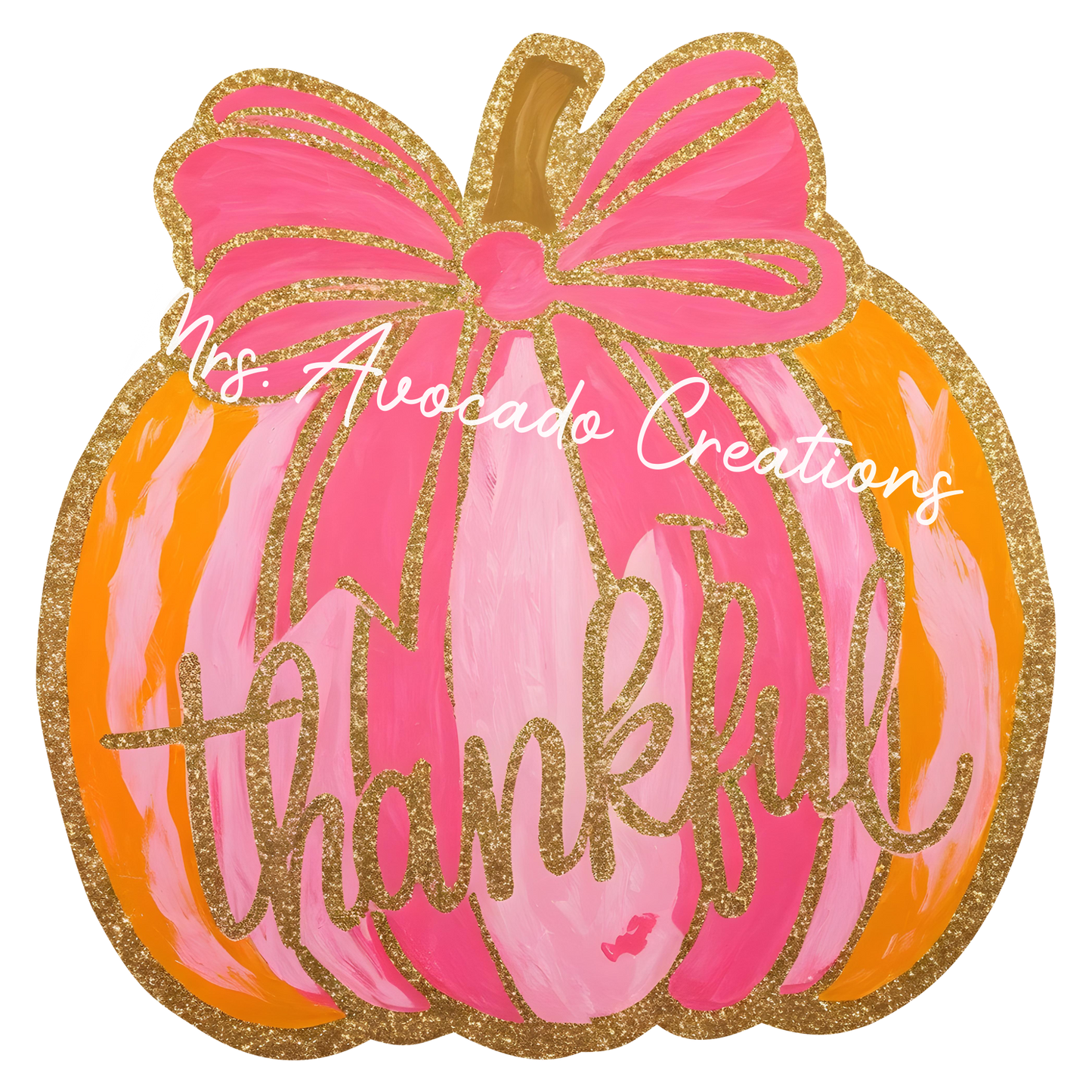 Coquette pink and orange thankful pumpkin