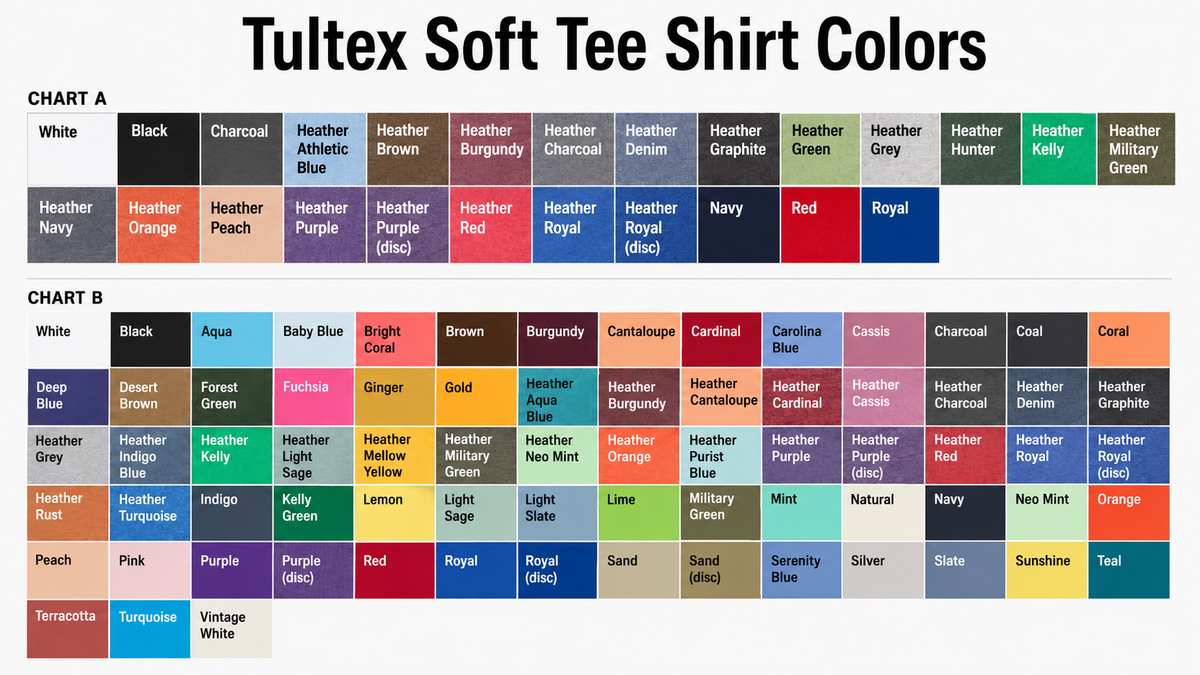 Adult Shirt Color Options