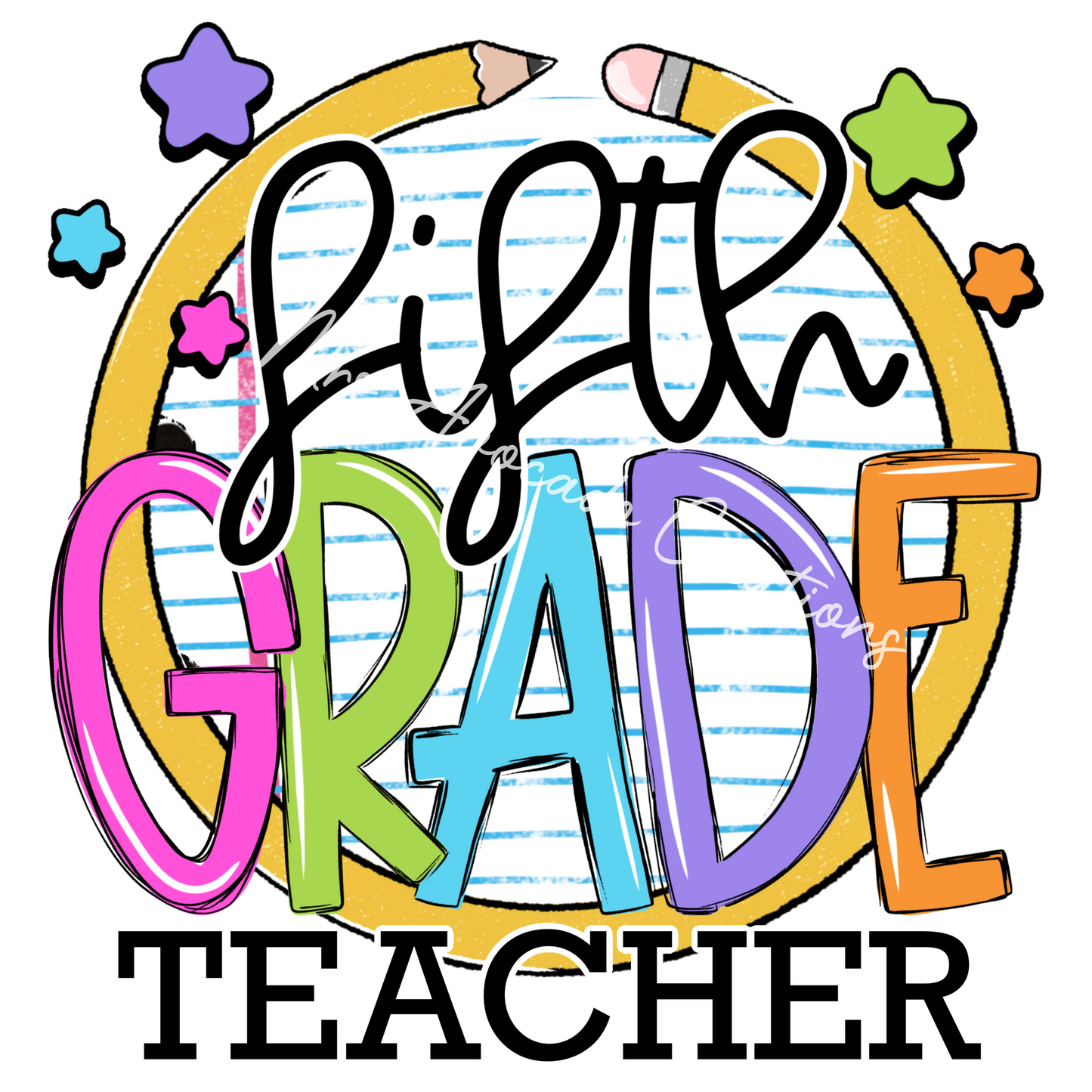 Colorful pencil circle fifth grade teacher