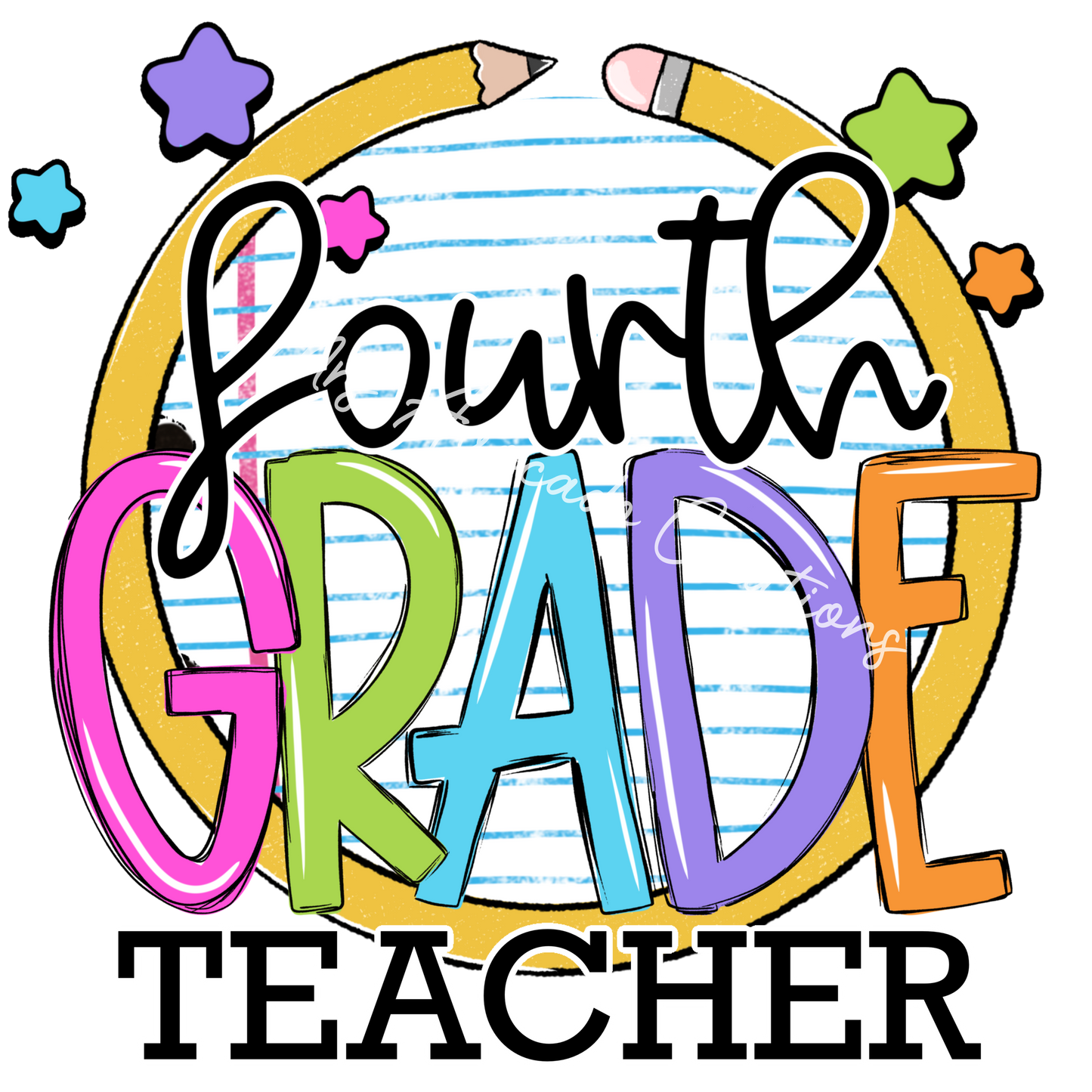 Colorful pencil circle fourth grade teacher