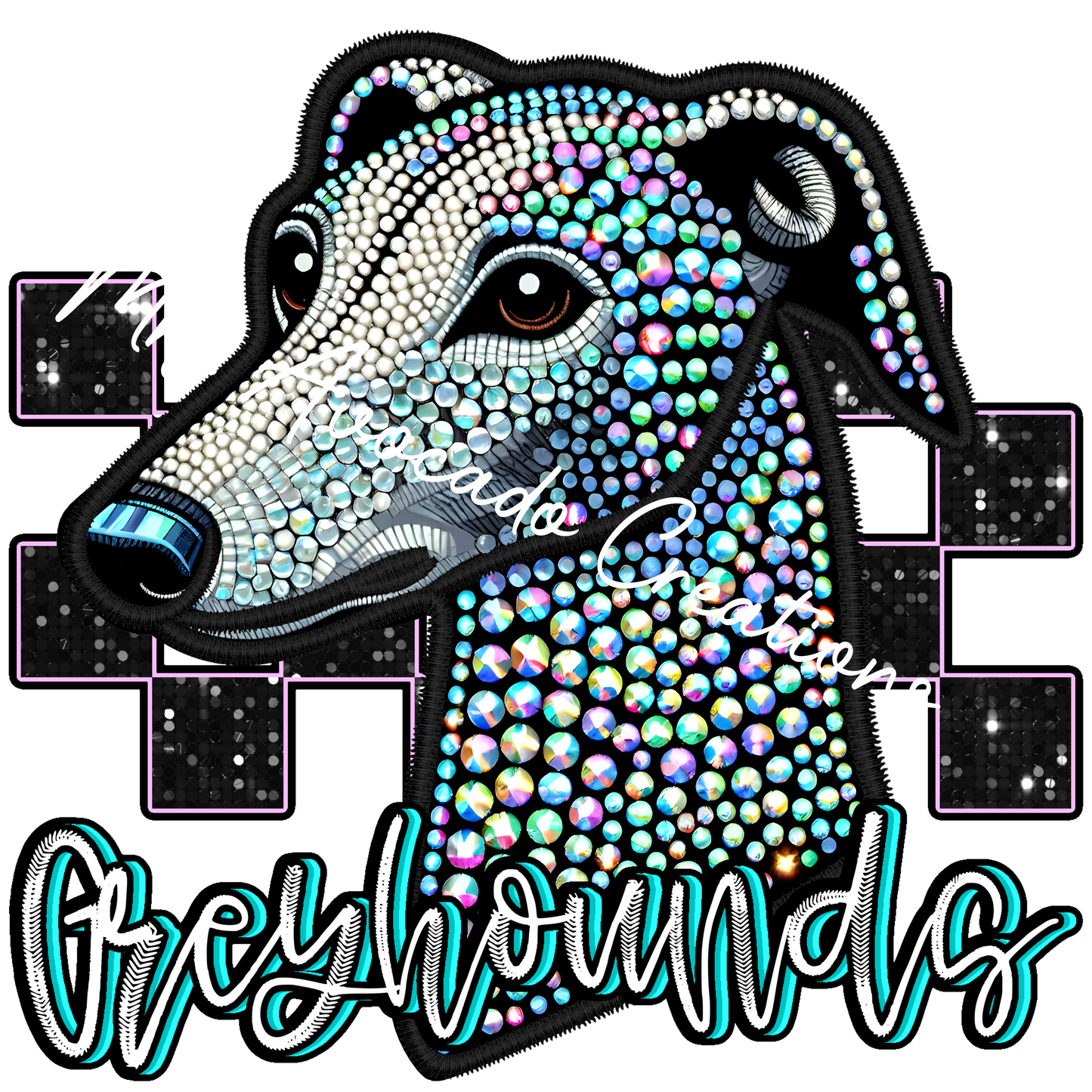 Faux rhinestone Greyhounds
