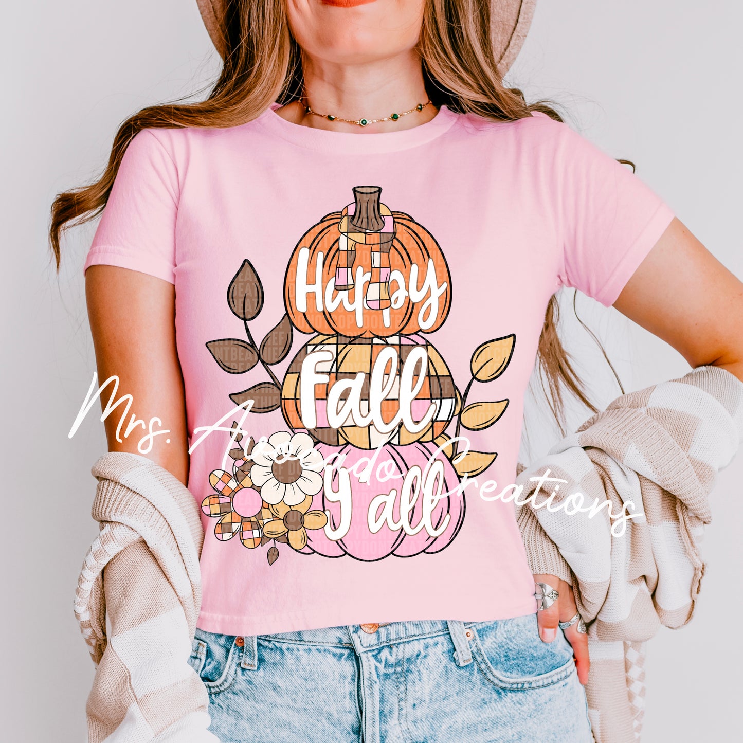 Happy fall y'all stacked pumpkins