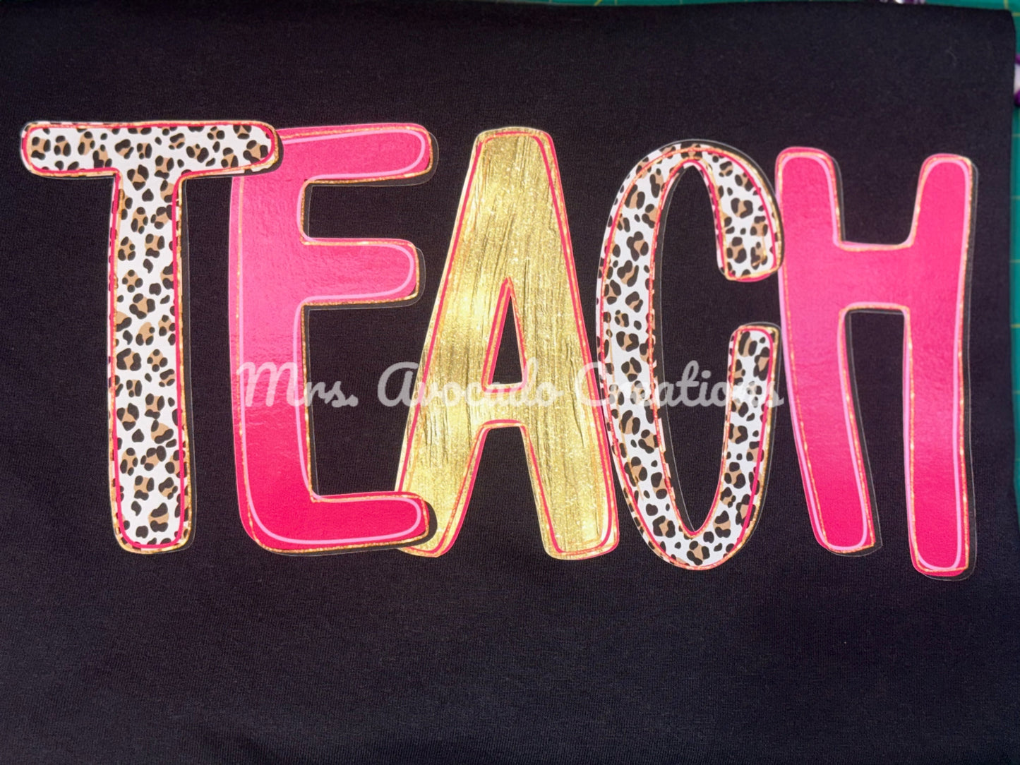Teach cheetah print, gold, pink