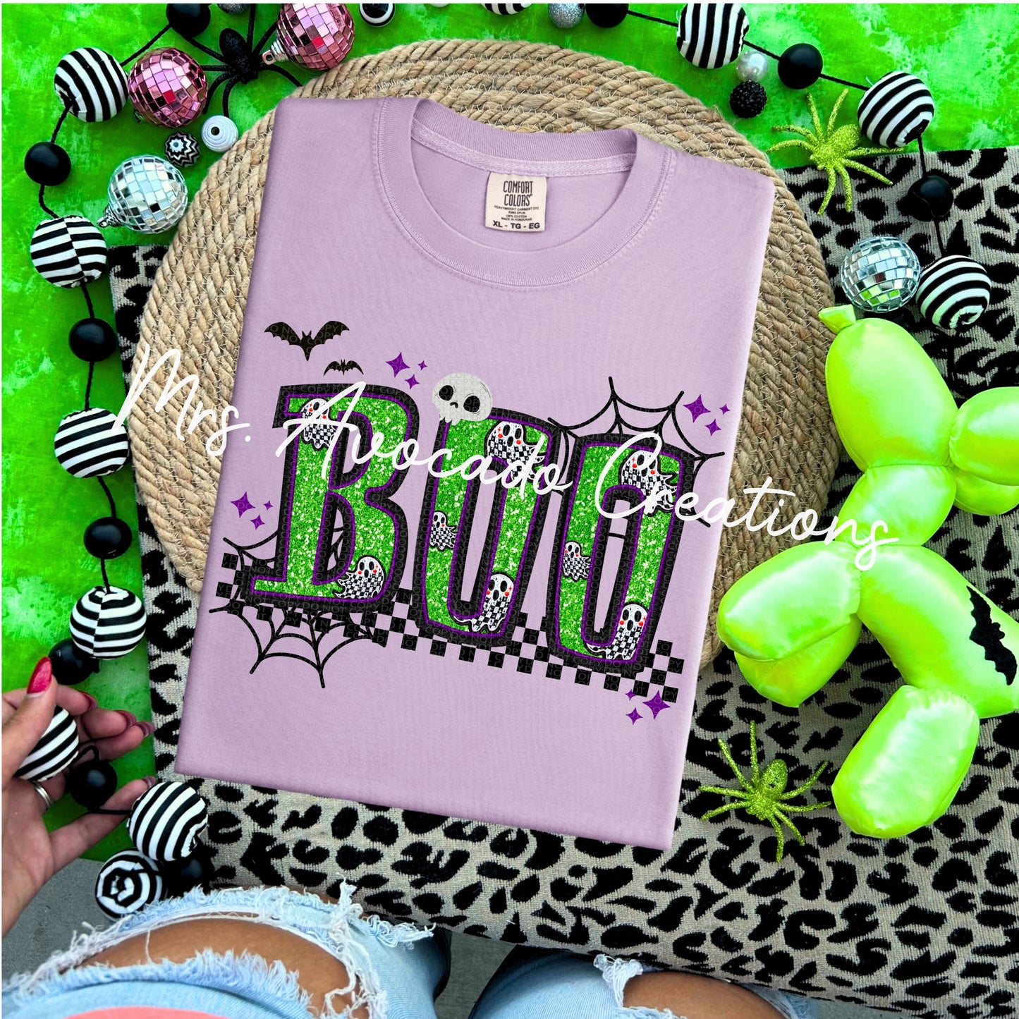 Faux glitter Boo green