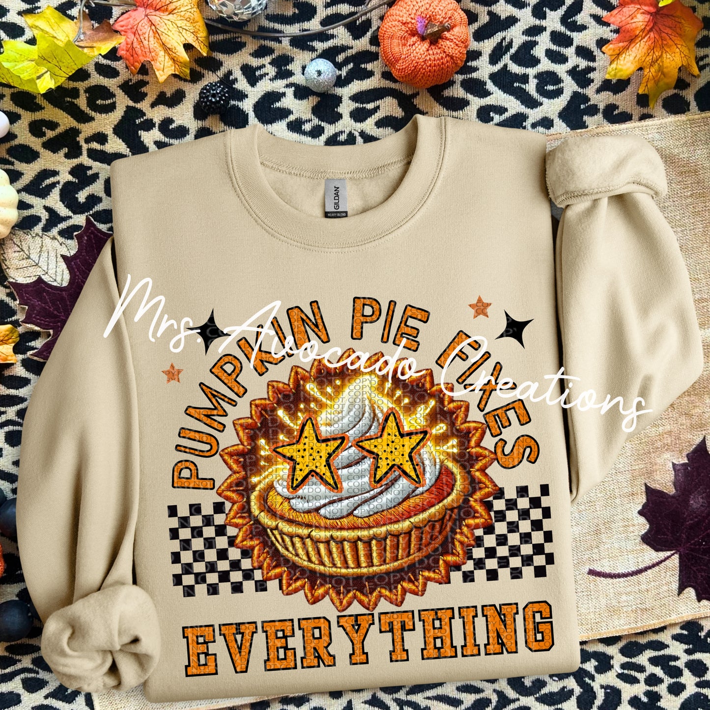Pumpkin pie fixes everything faux embroidery