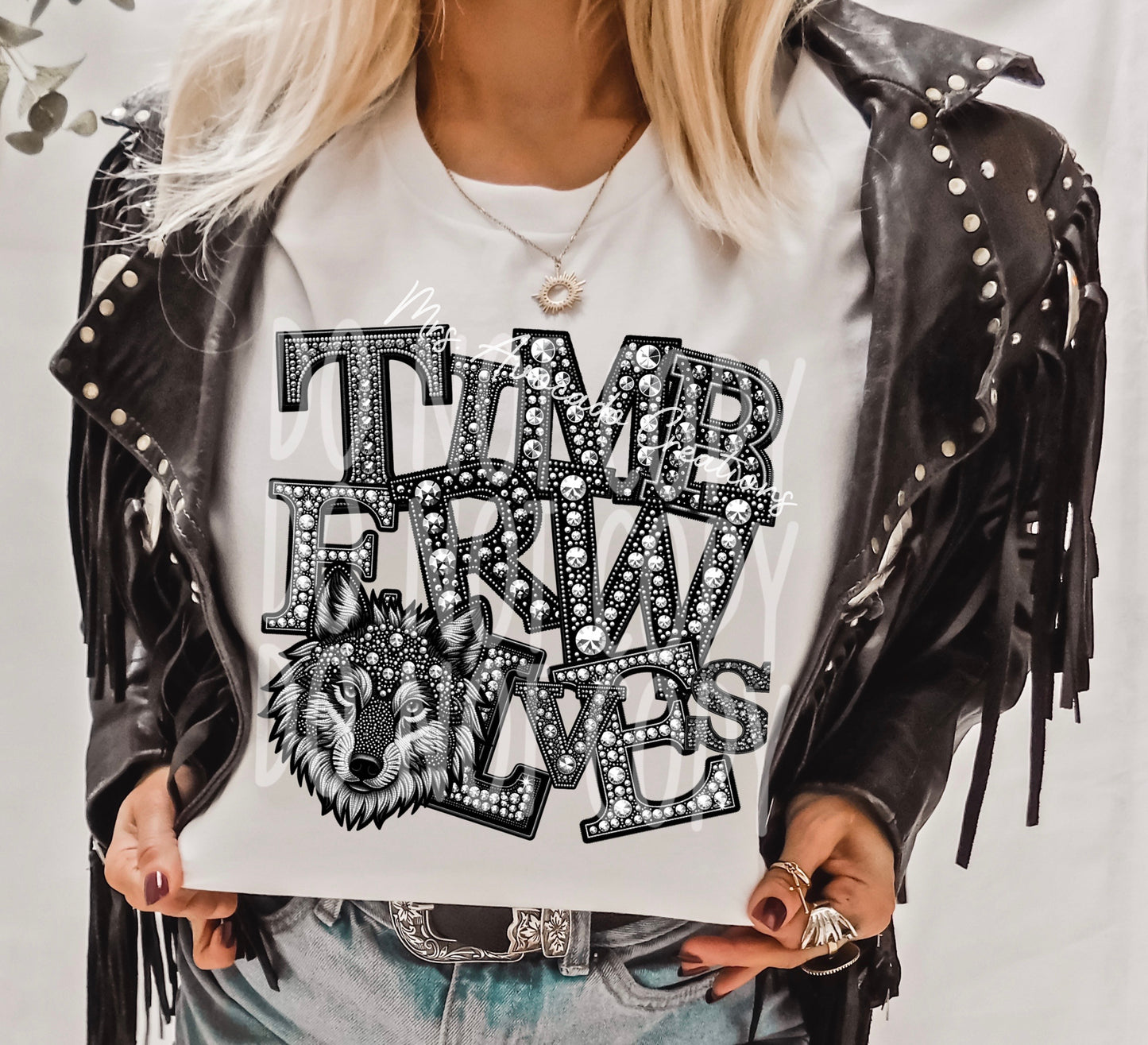 Faux Rhinestone Timberwolves