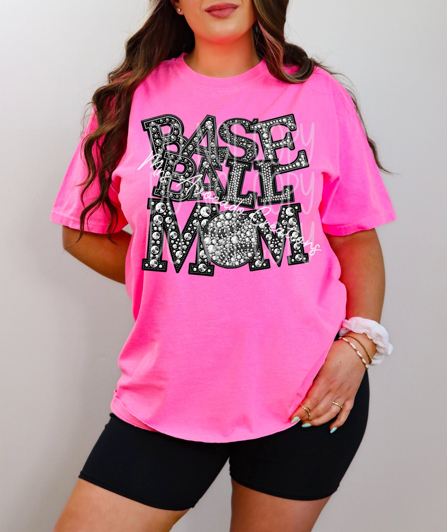 Faux rhinestone baseball mom