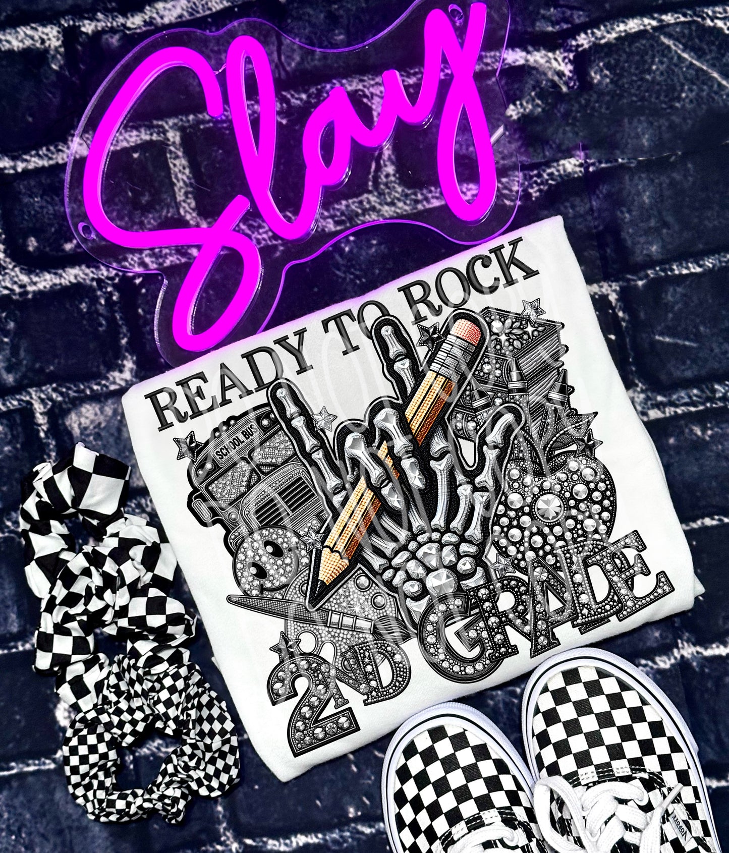 Faux rhinestone ready to rock 2nd grade
