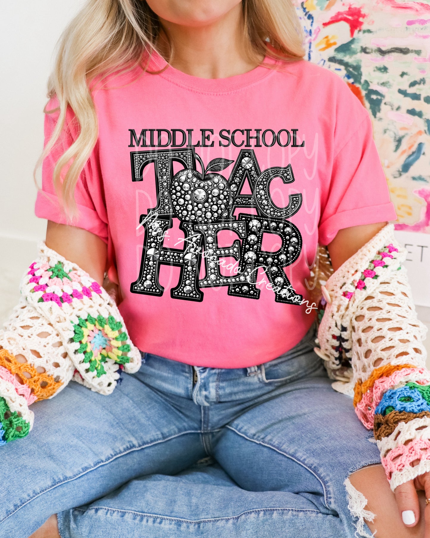 Faux rhinestone Middle school teacher