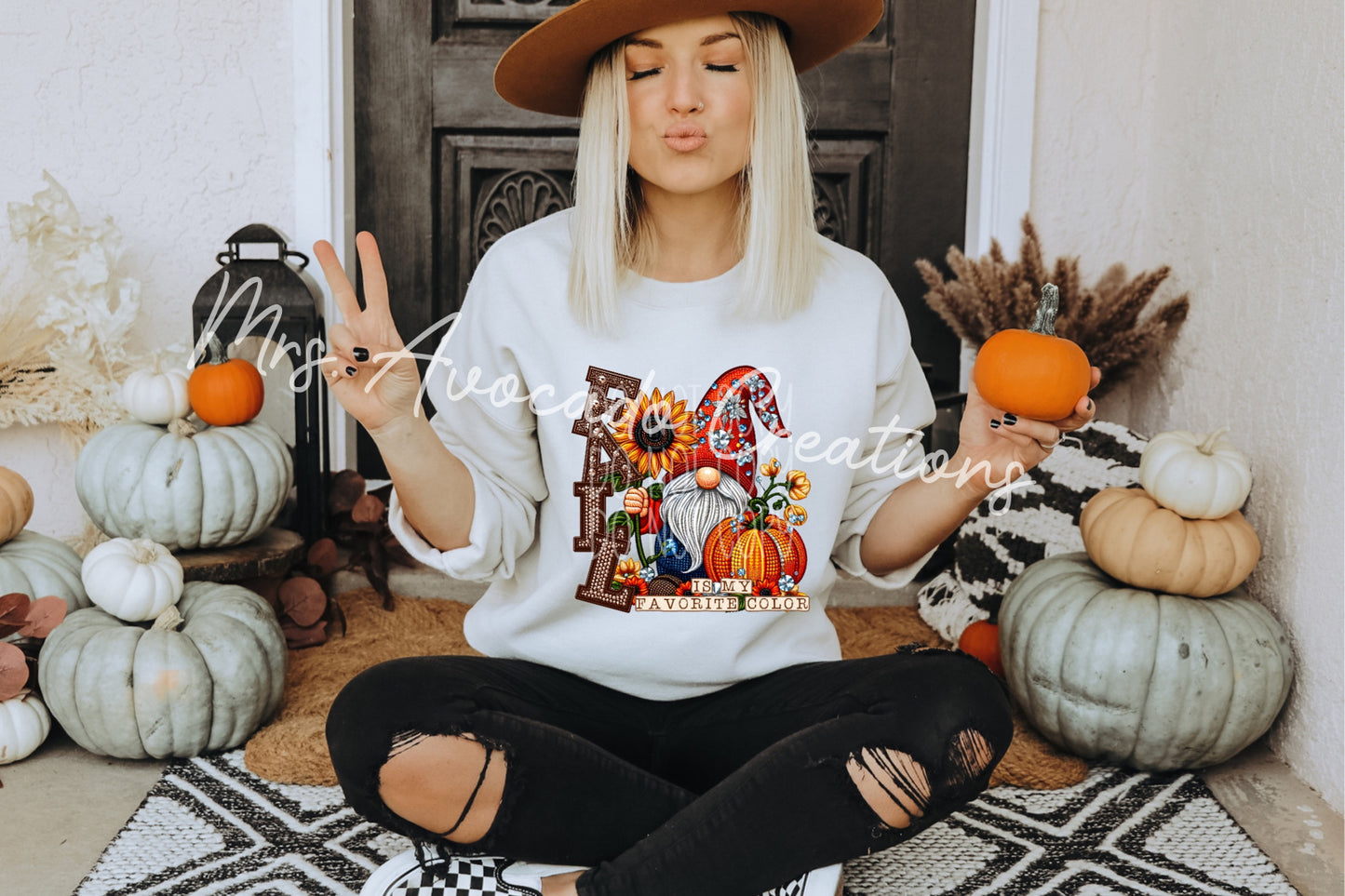 Faux rhinestone fall gnome