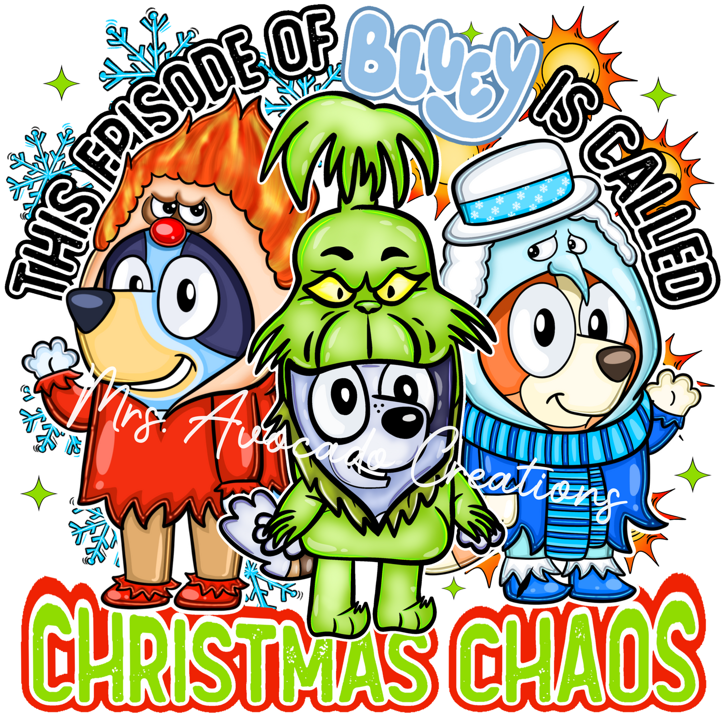 Christmas Chaos blue dog