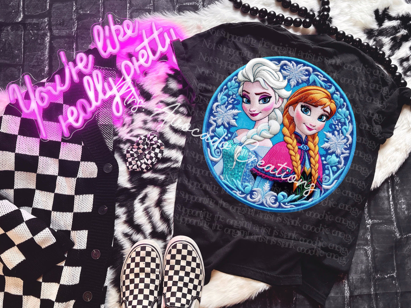 Faux embroidery icy sisters
