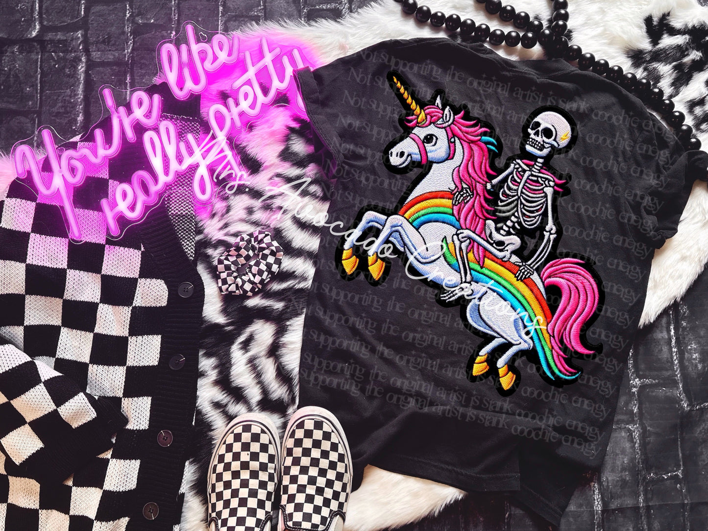Faux embroidery Skellie Unicorn