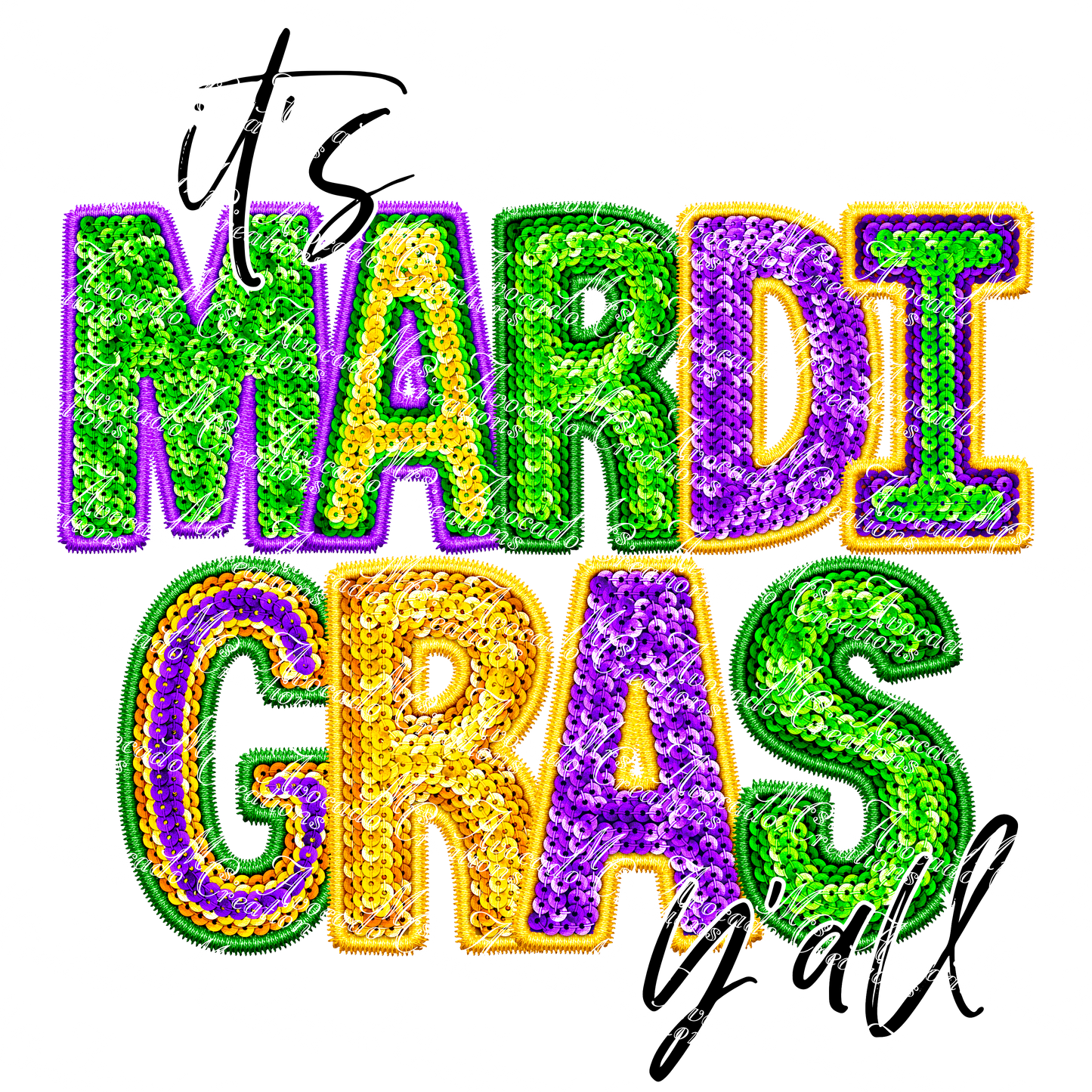 It's Mardi Gras Y'all faux sequin