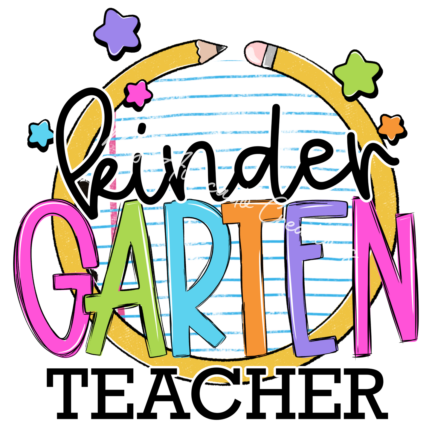 Colorful pencil circle kindergarten teacher
