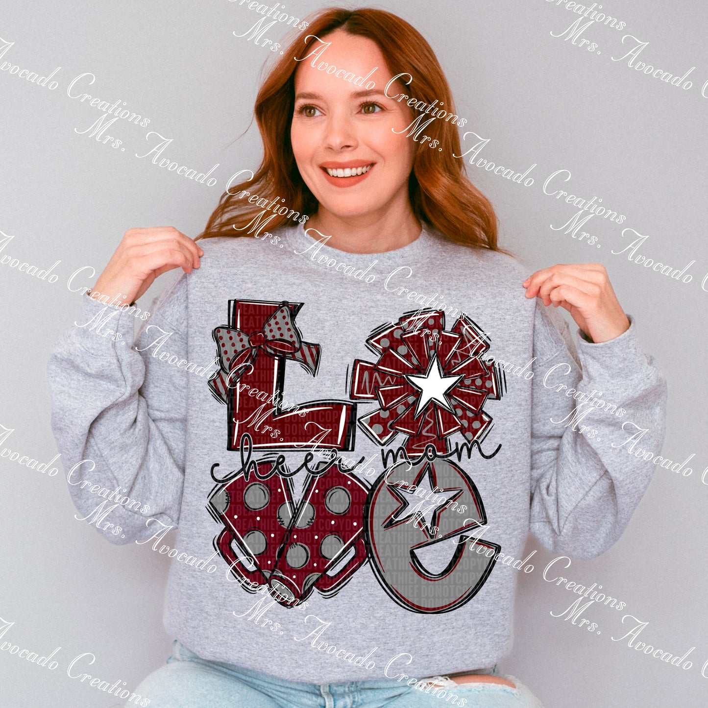Love cheer mom maroon/gray/white
