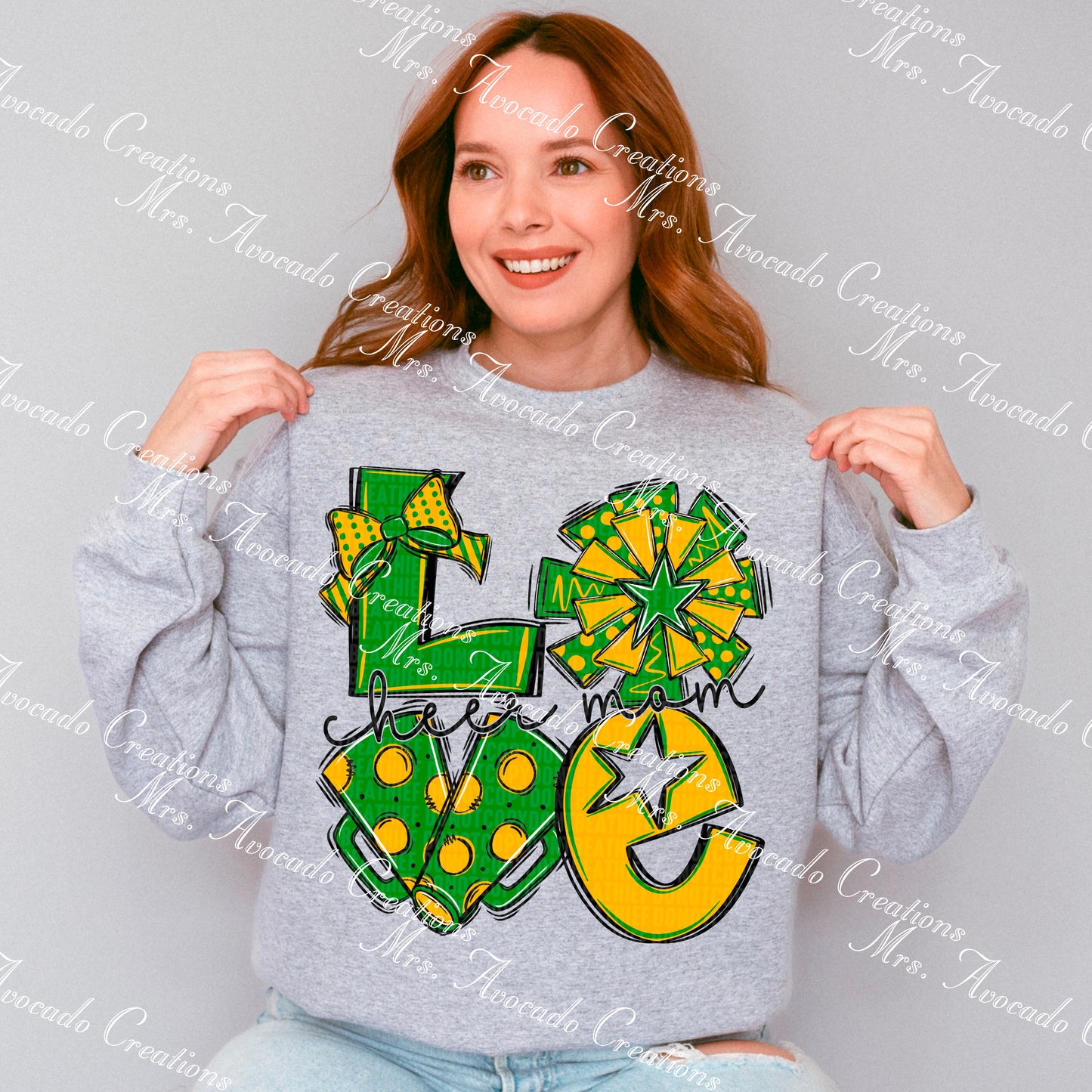 Love cheer mom green yellow gold