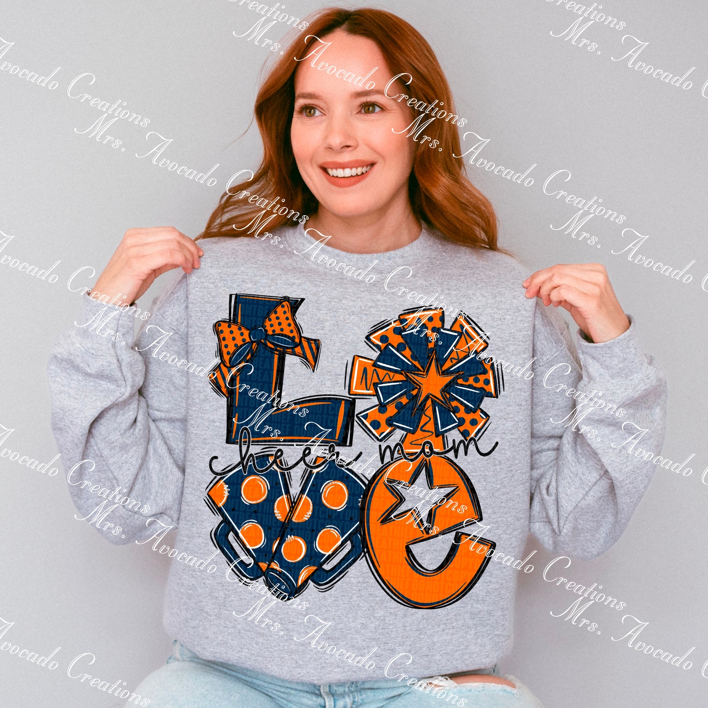 Love cheer mom navy/orange