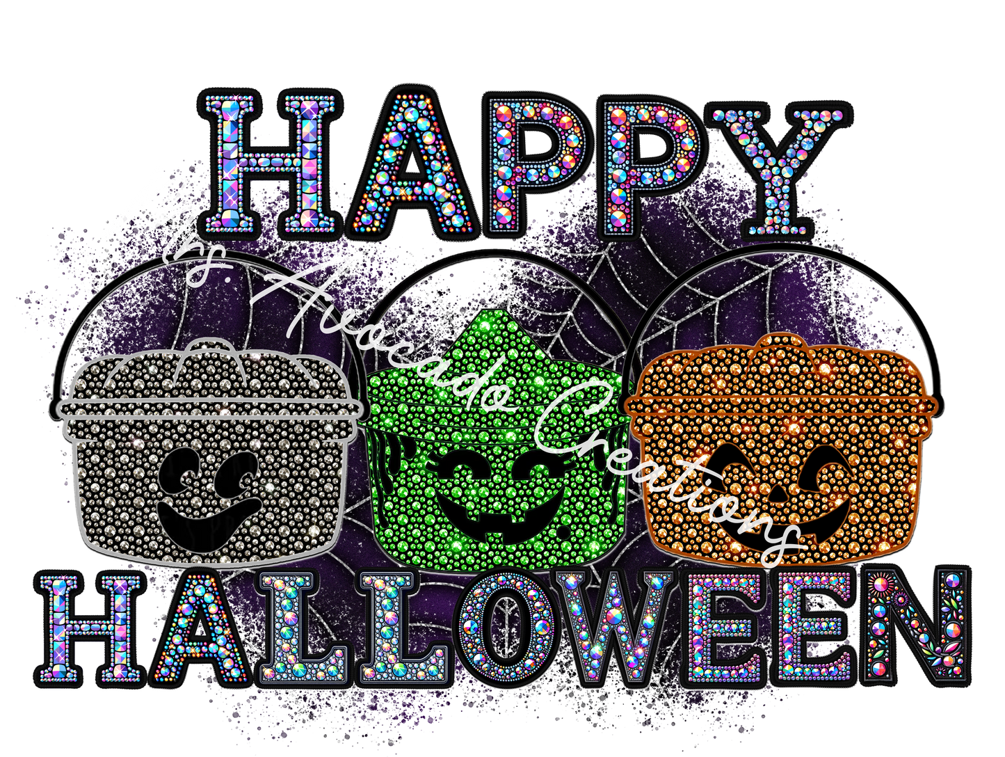 Faux Rhinestone Happy Halloween Buckets