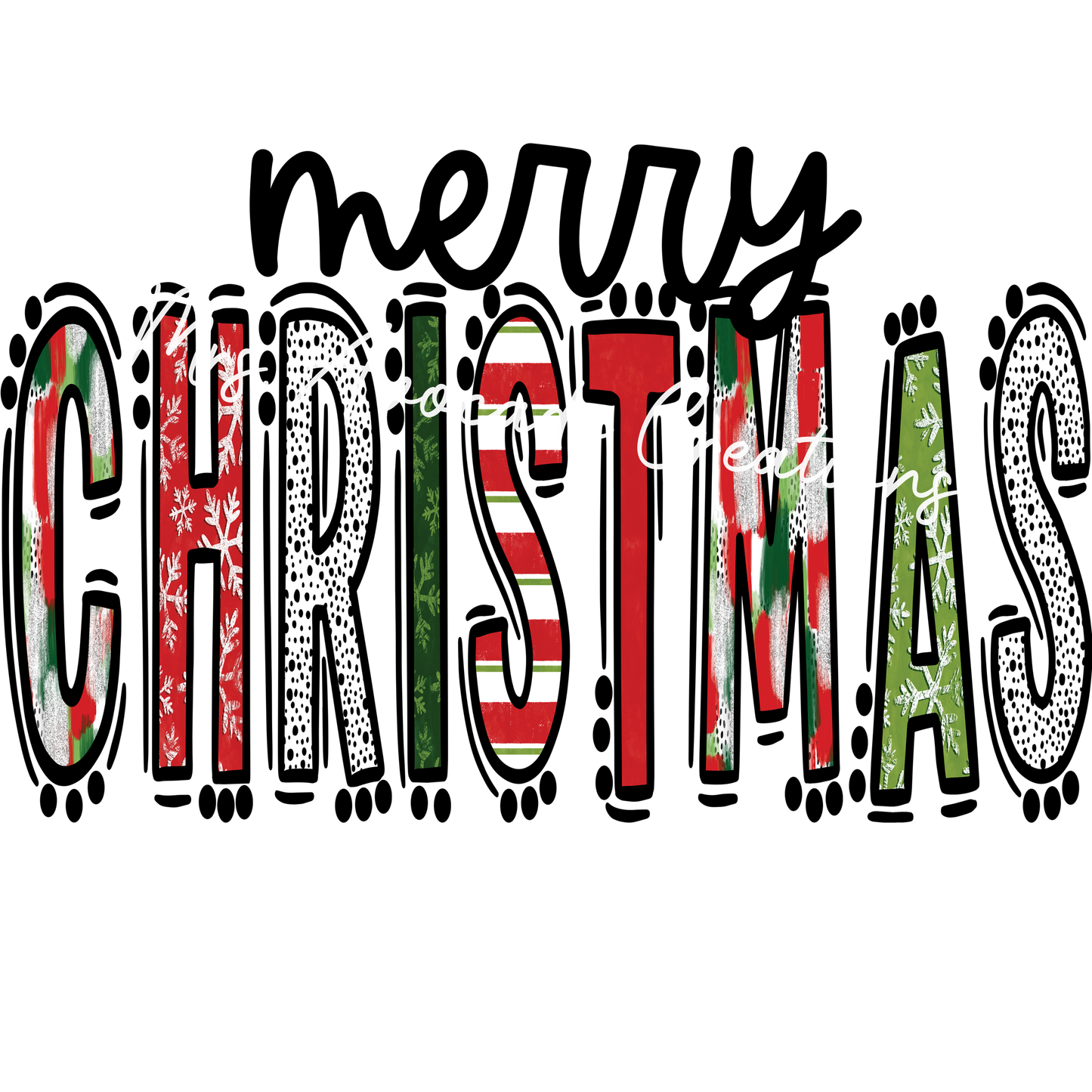 Merry Christmas red, black, white, green