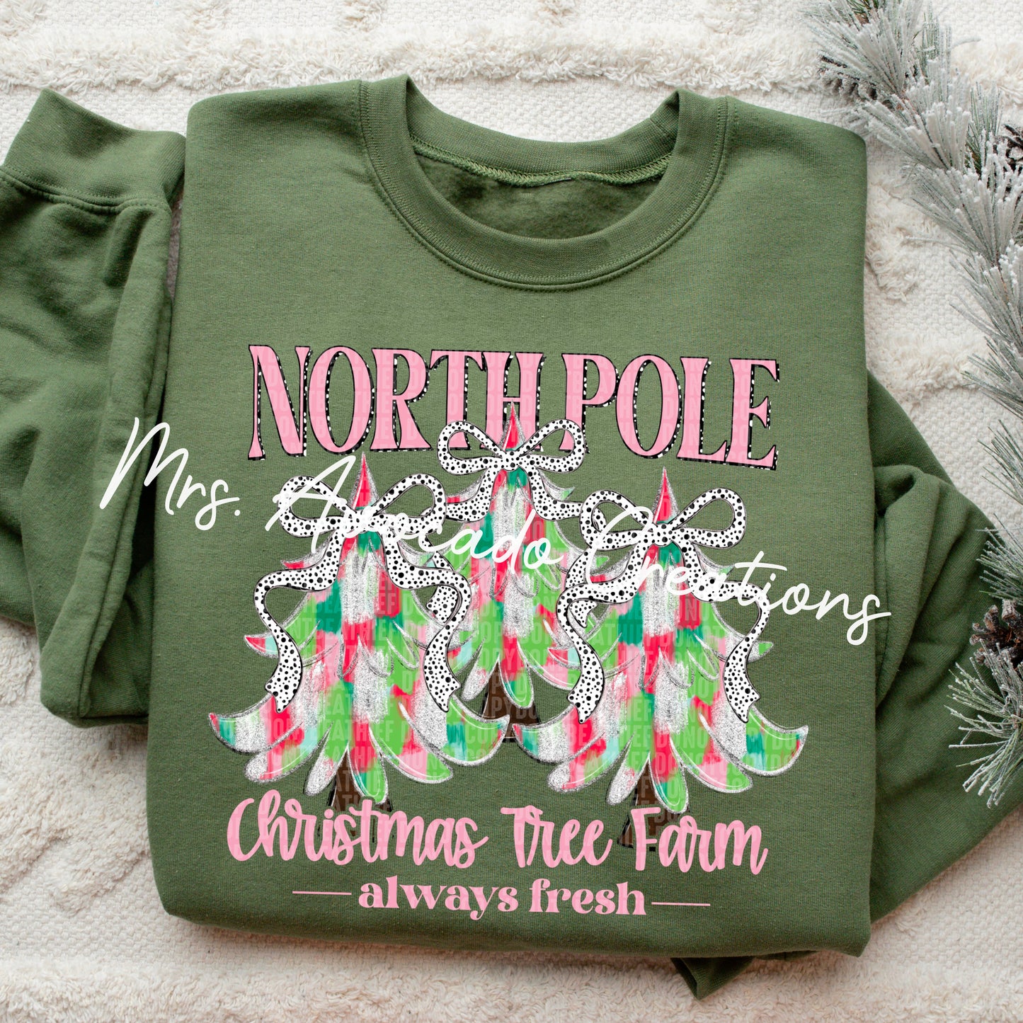 North Pole Christmas tree farm pink