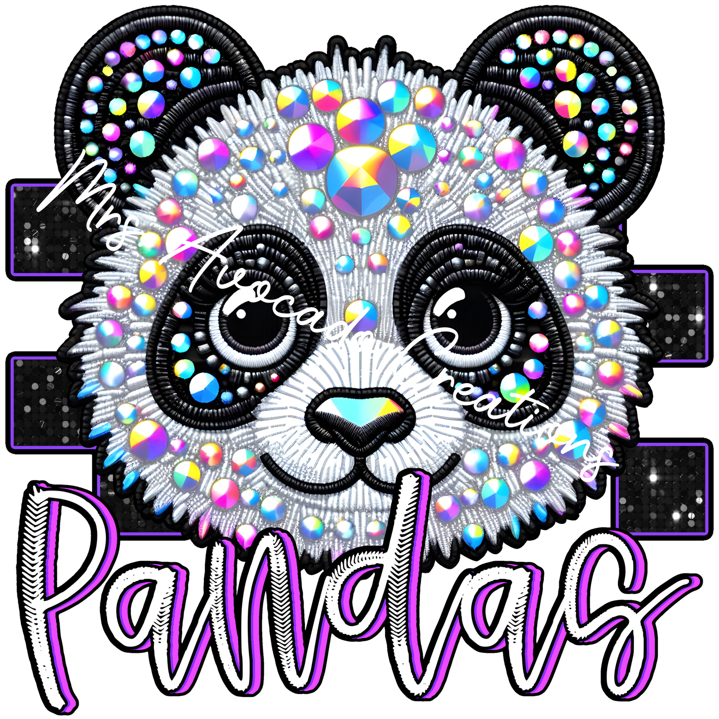 Faux rhinestone Pandas