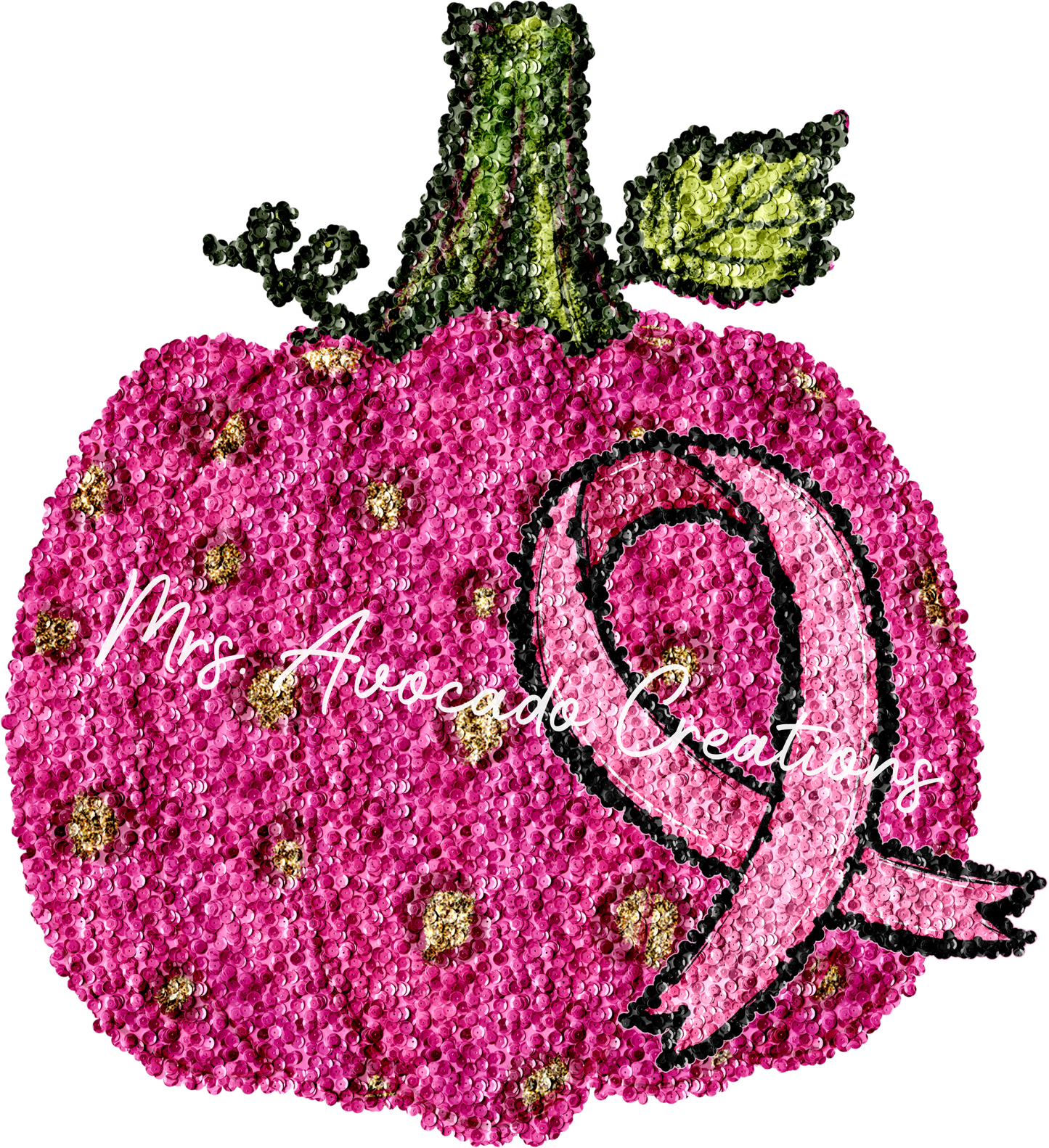 Pink ribbon pumpkin sparkle