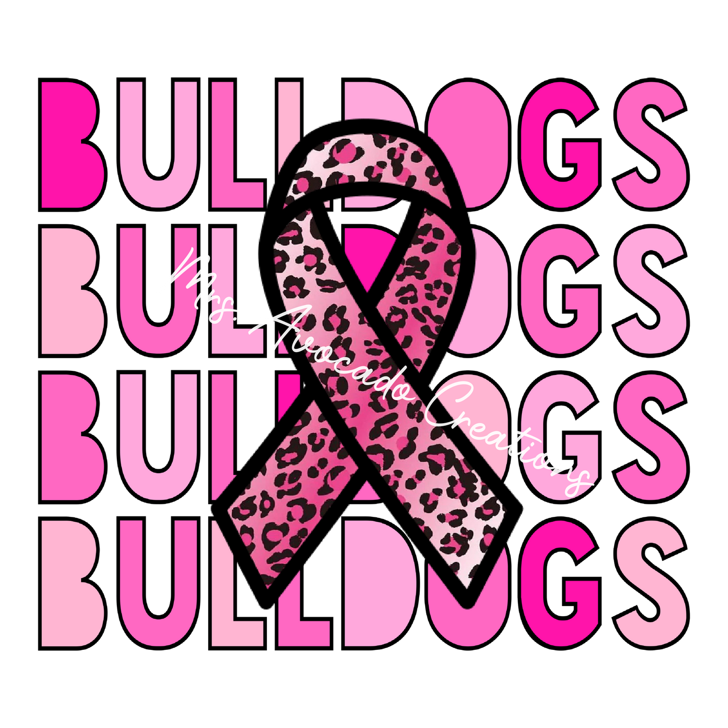 Bulldog stacked pink ribbon