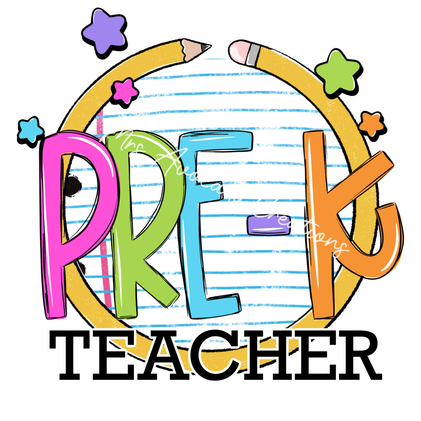Colorful pencil circle pre-k teacher