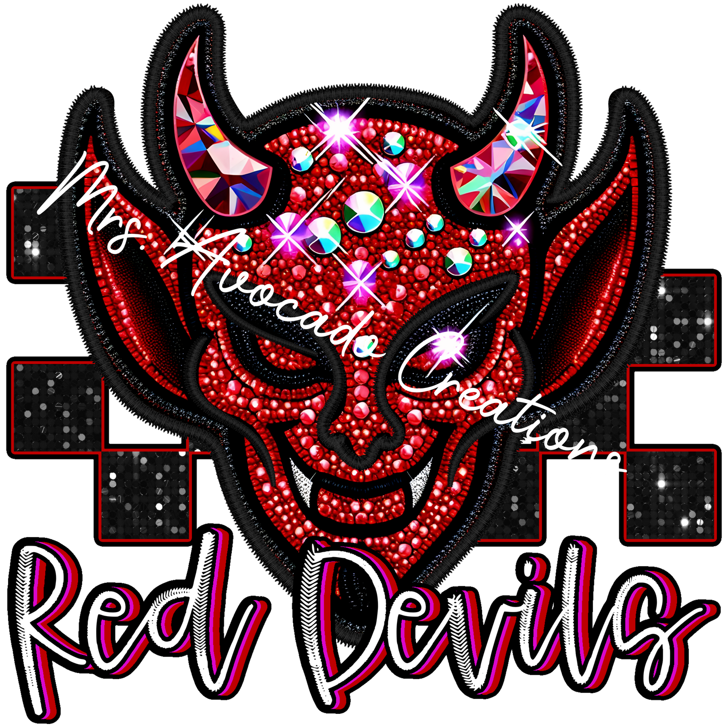 Faux rhinestone Red Devils