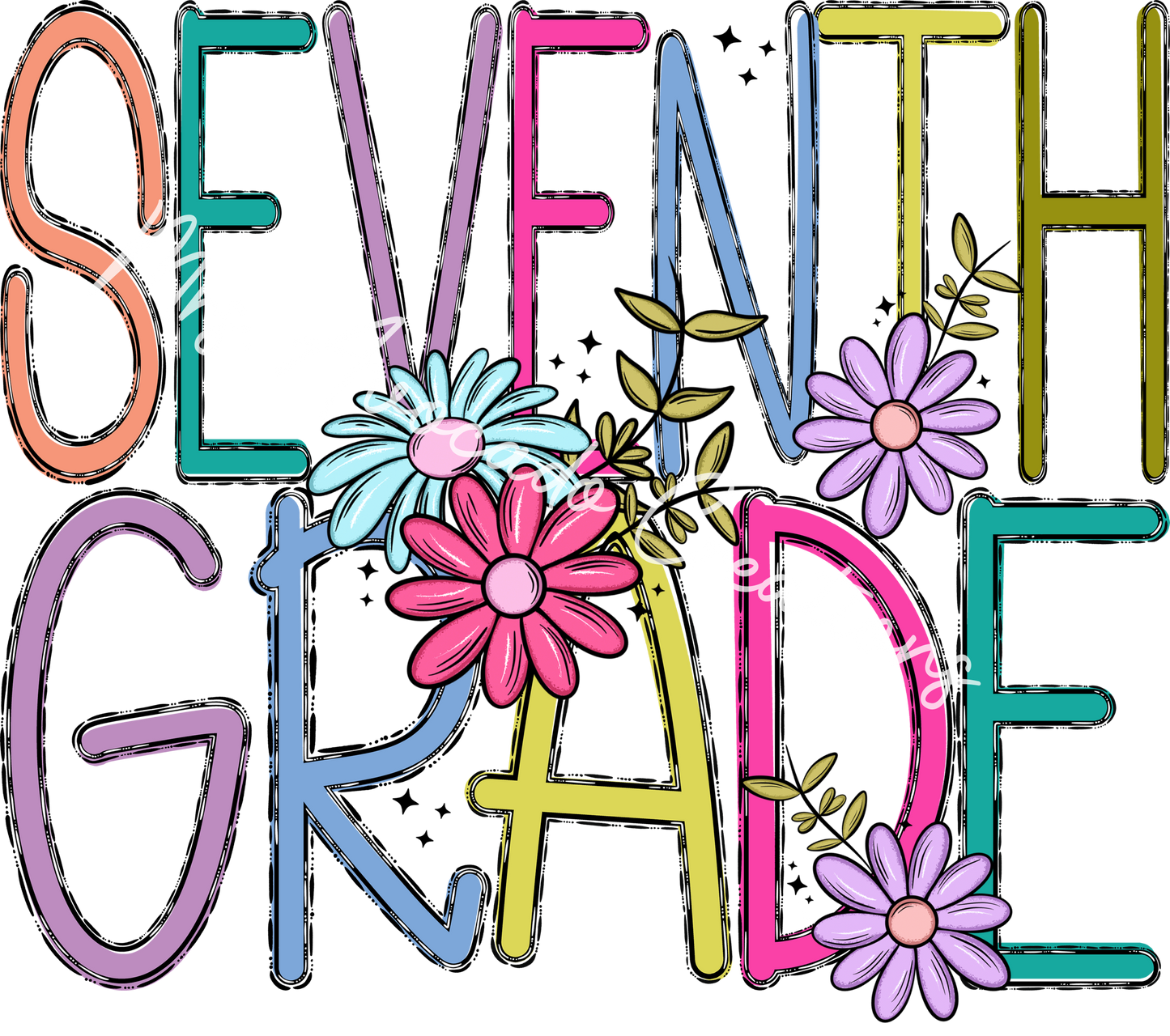 Seventh Grade floral doodle