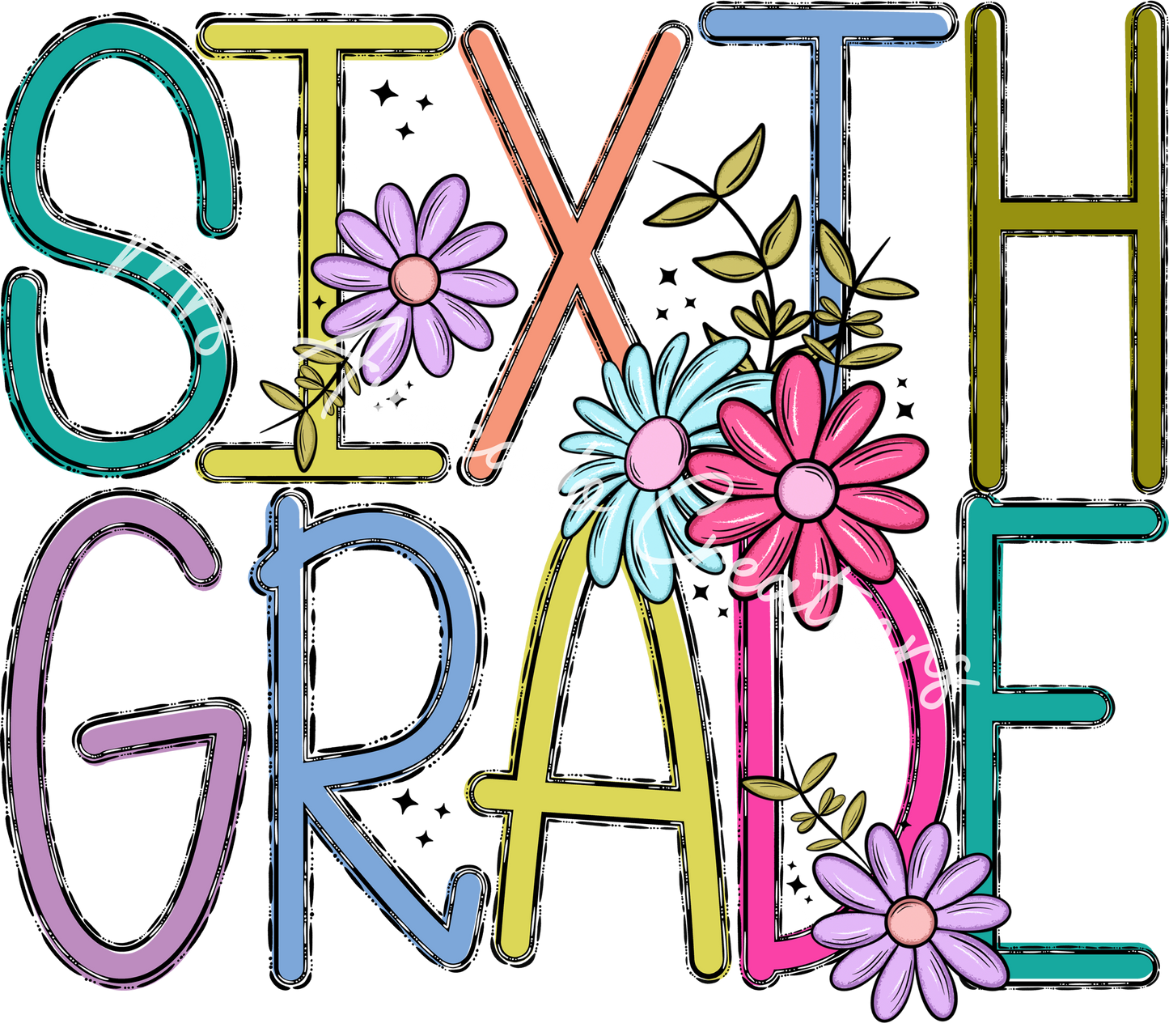 Sixth Grade floral doodle
