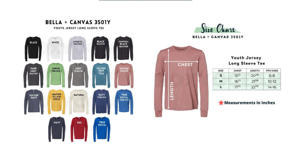 Kids Shirt Color Options