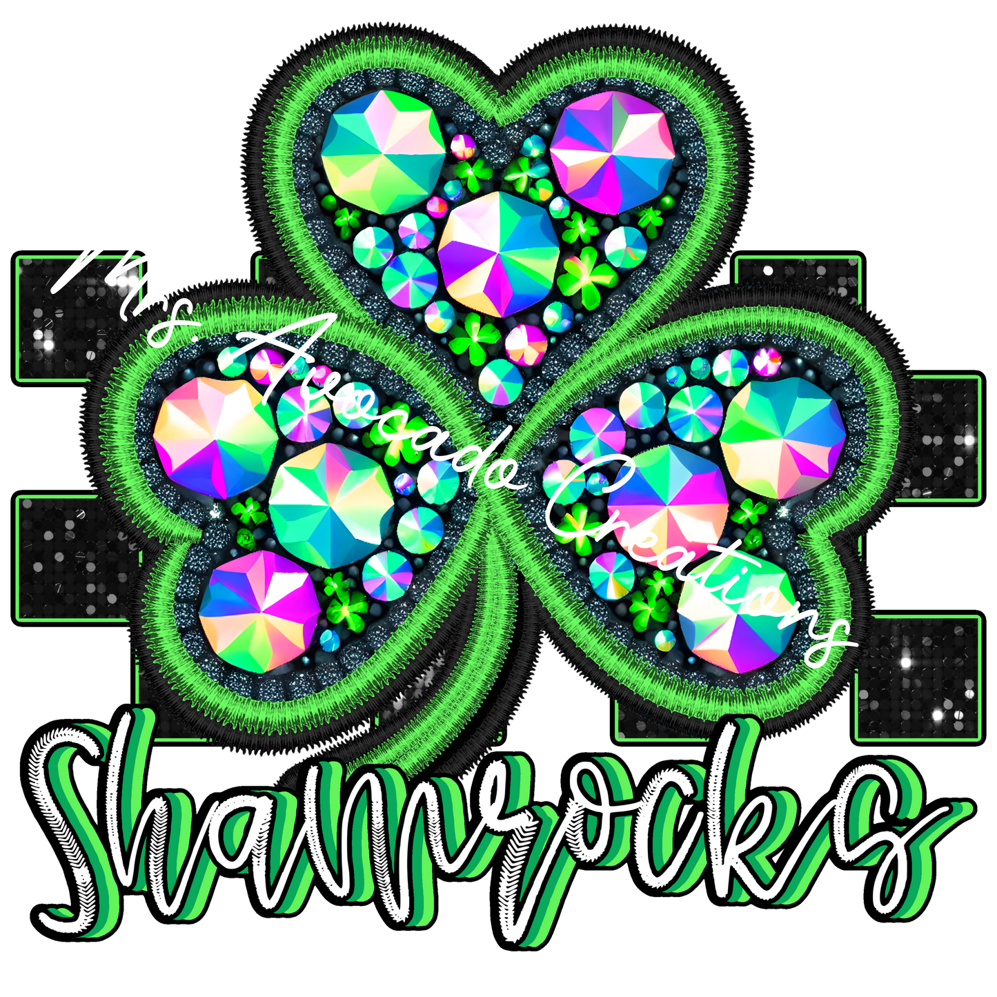 Faux rhinestone Shamrocks
